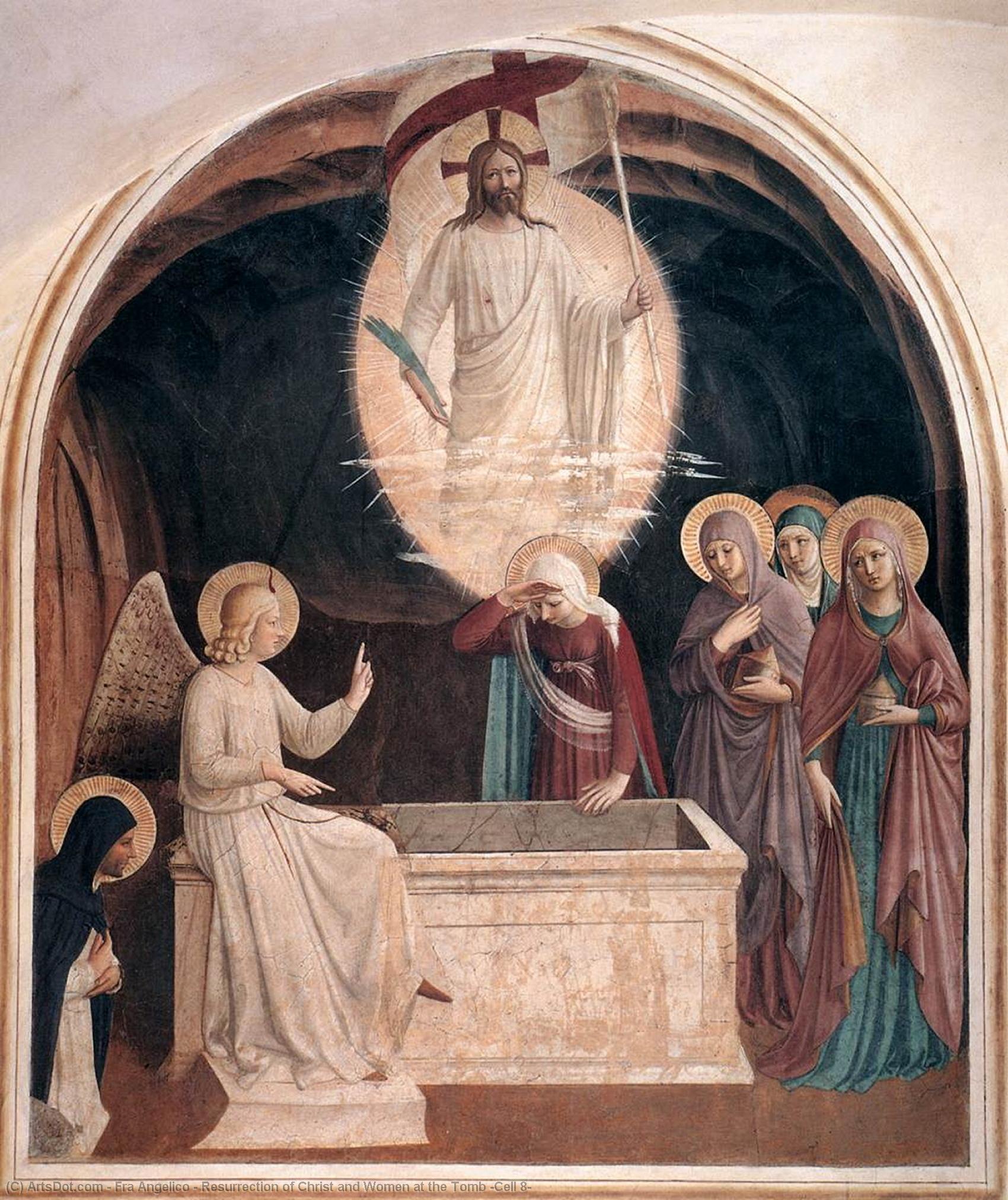 Wikioo.org – L'Enciclopedia delle Belle Arti - Pittura, Opere di Fra Angelico - resurrezione di cristo e le donne presso la tomba ( Cellulare 8 )