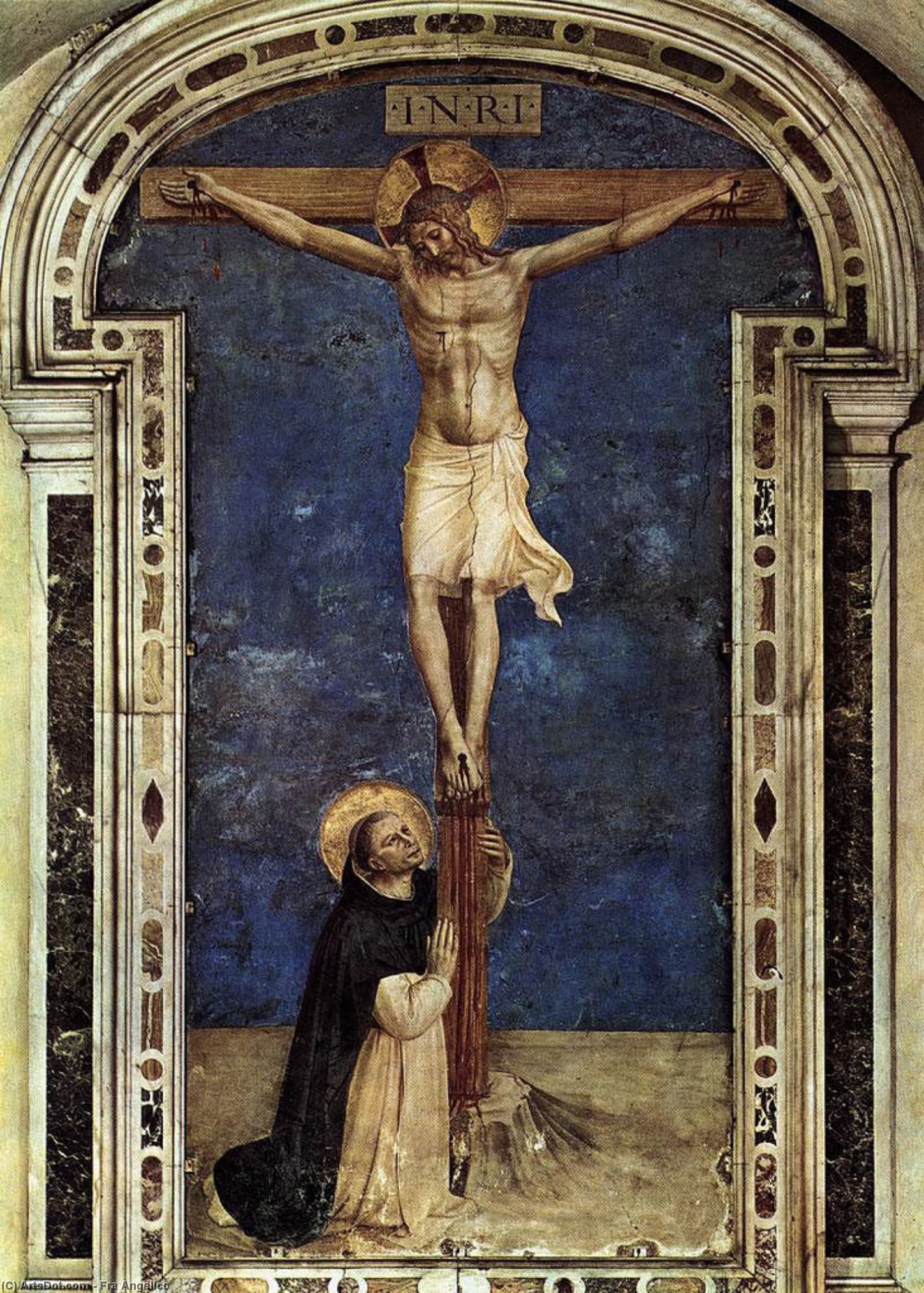 Wikioo.org - The Encyclopedia of Fine Arts - Painting, Artwork by Fra Angelico - Saint Dominic Adoring the Crucifixion