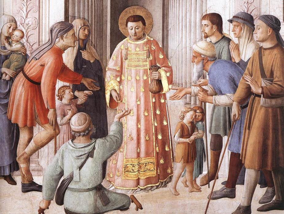 WikiOO.org - Enciclopedia of Fine Arts - Pictura, lucrări de artă Fra Angelico - St Lawrence Distributing Alms (detail)