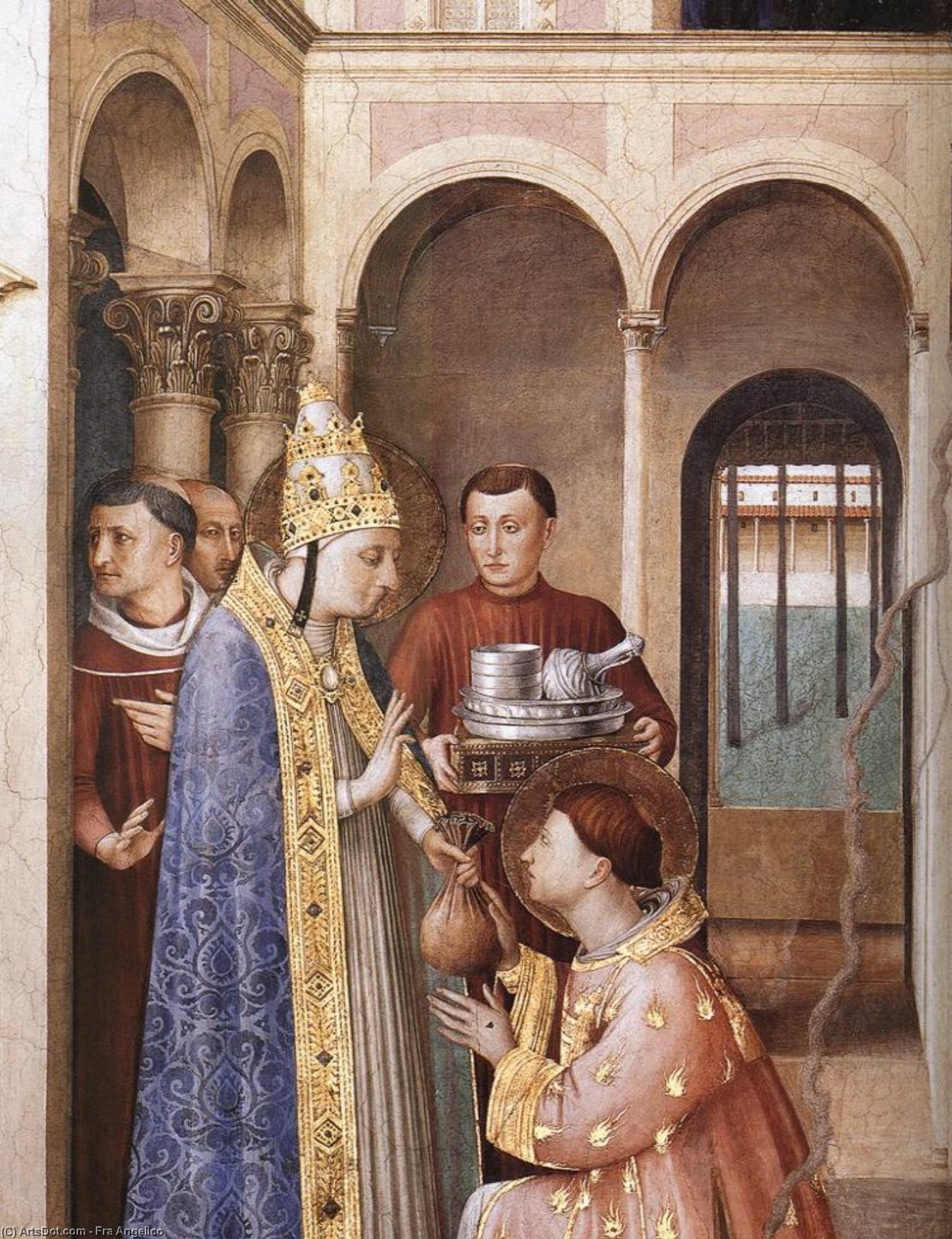 Wikioo.org – L'Enciclopedia delle Belle Arti - Pittura, Opere di Fra Angelico - san lorenzo Riceve i tesori della chiesa ( particolare )
