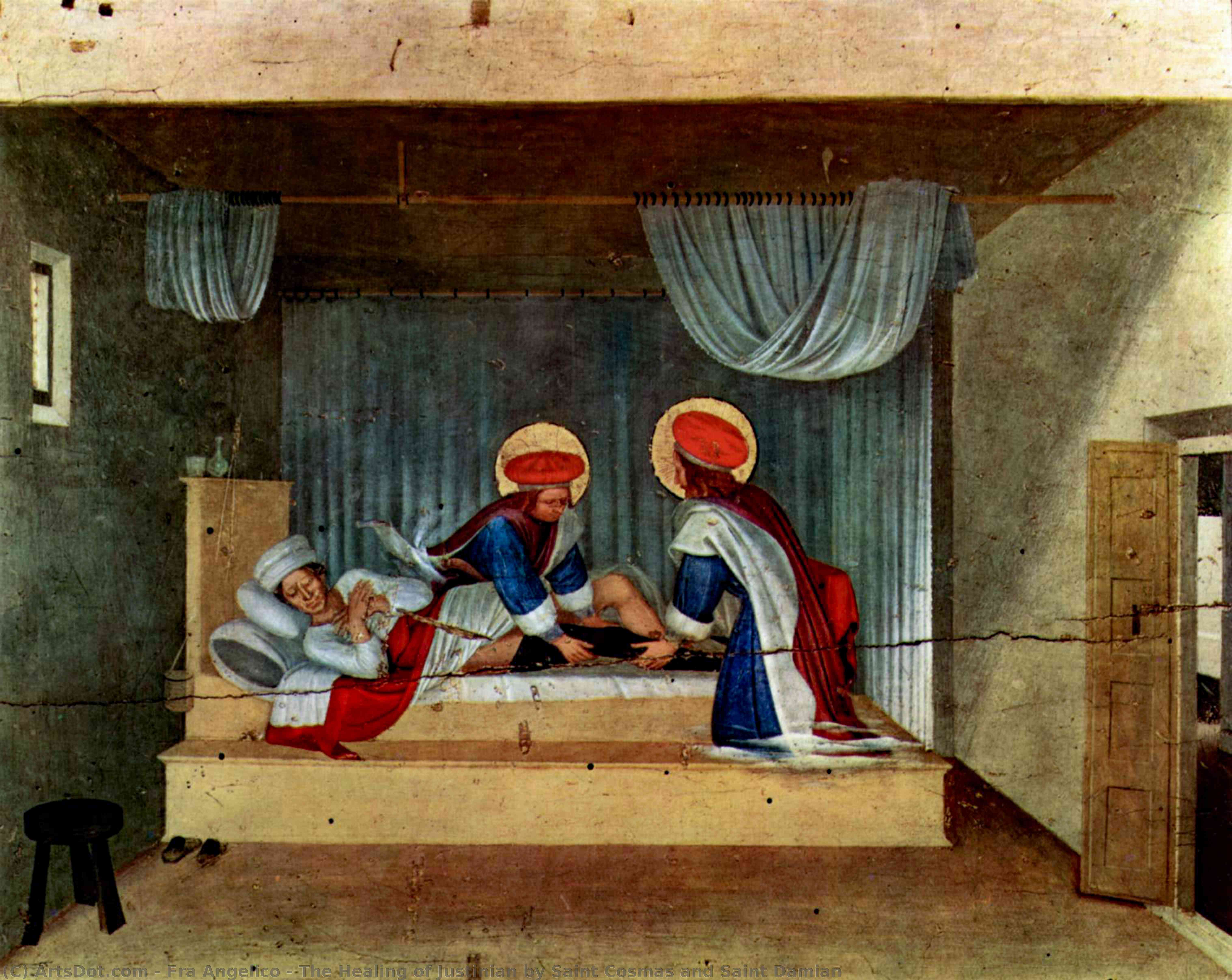 Wikioo.org - The Encyclopedia of Fine Arts - Painting, Artwork by Fra Angelico - The Healing of Justinian by Saint Cosmas and Saint Damian