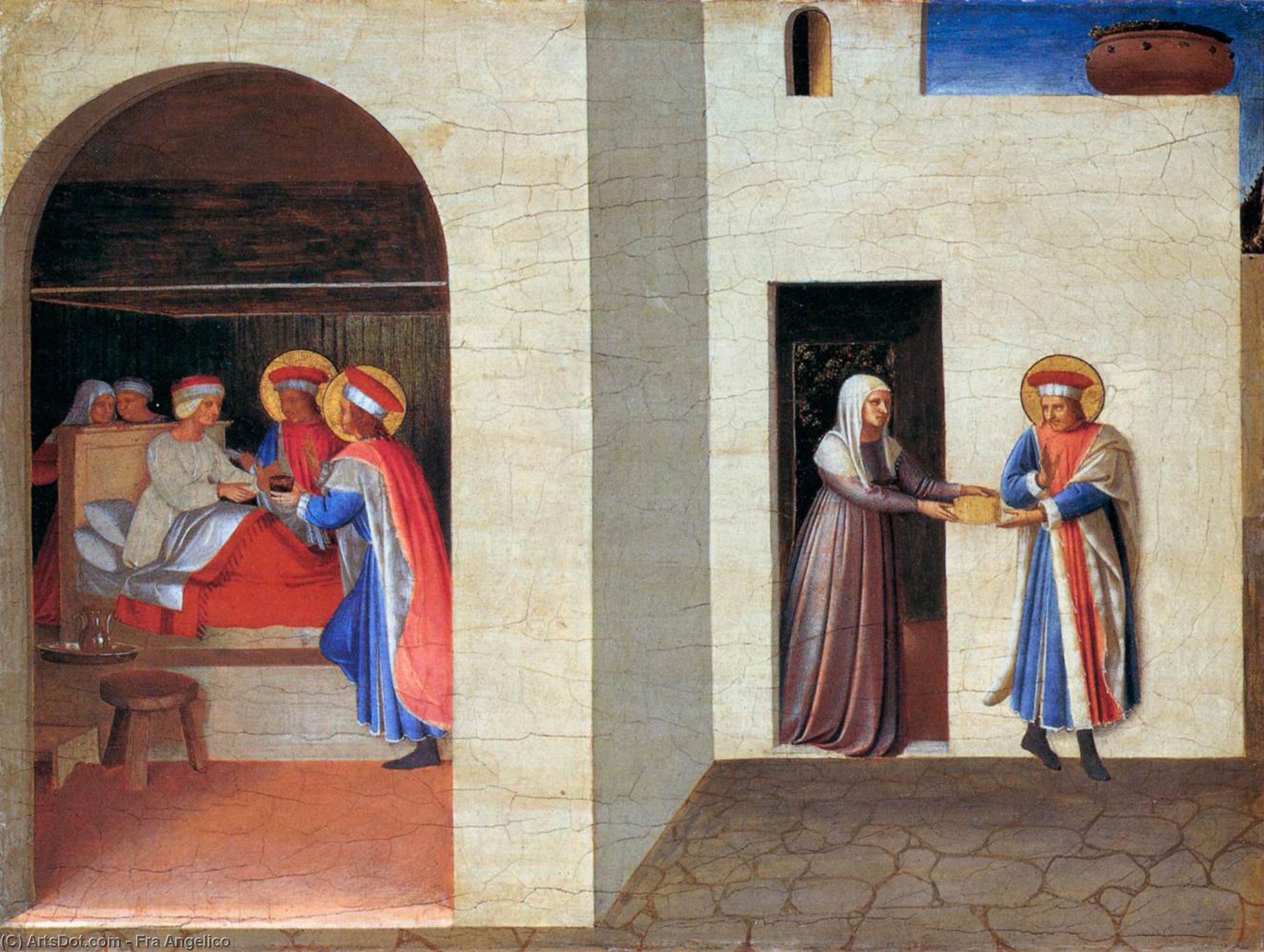 Wikioo.org - The Encyclopedia of Fine Arts - Painting, Artwork by Fra Angelico - The Healing of Palladia by Saint Cosmas and Saint Damian