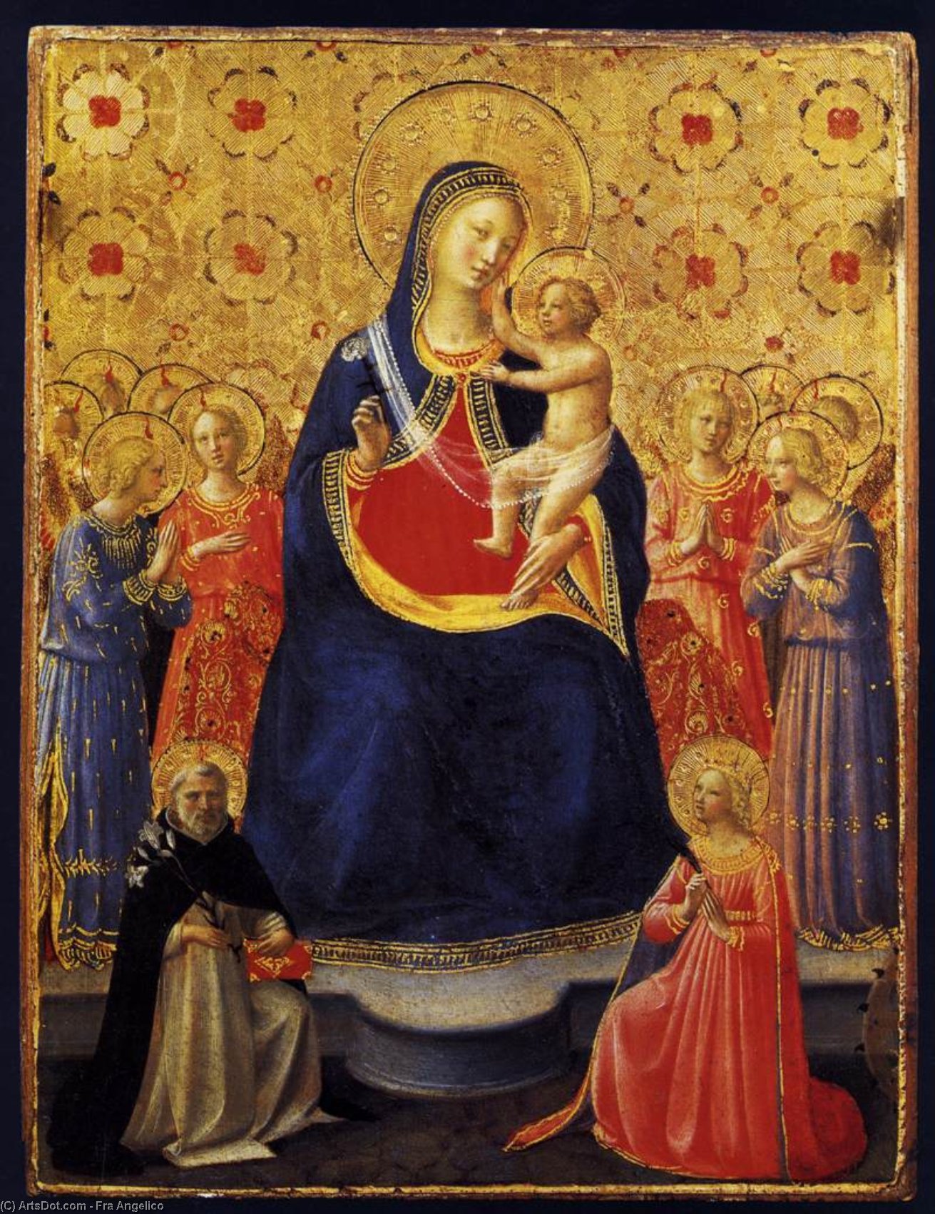 Wikioo.org - The Encyclopedia of Fine Arts - Painting, Artwork by Fra Angelico - Virgin and Child with Sts Dominic and Catherine of Alexandria