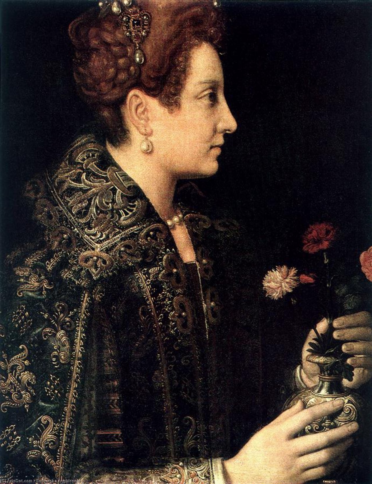 Wikioo.org - The Encyclopedia of Fine Arts - Painting, Artwork by Sofonisba Anguissola - Profile Portrait of a Young Woman