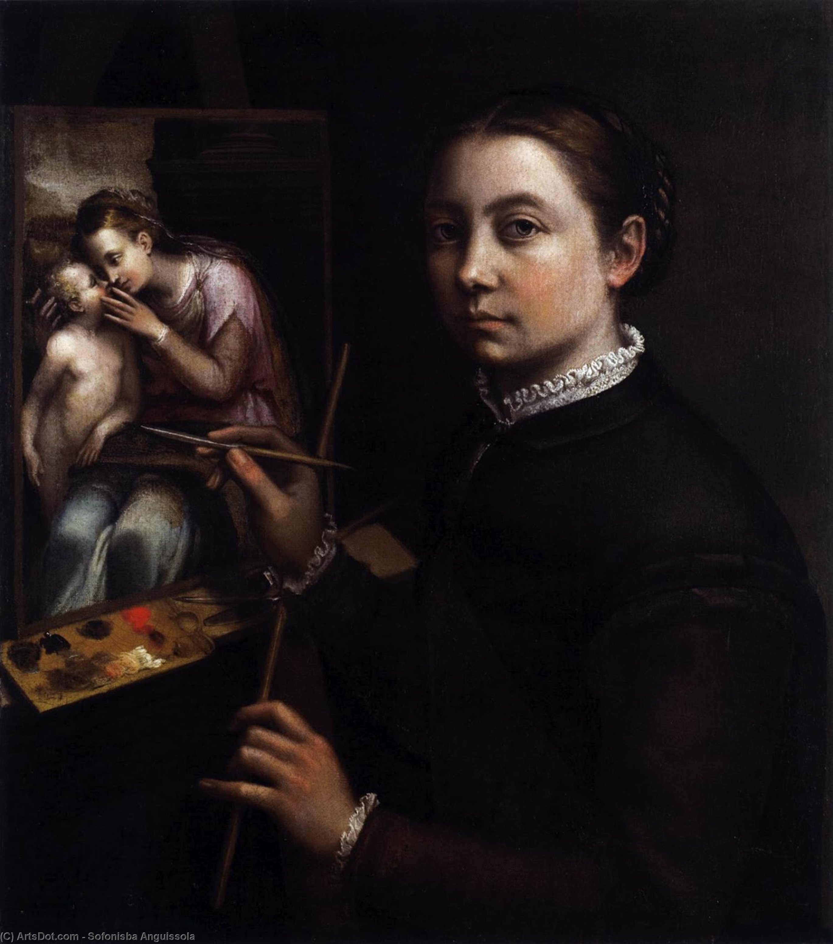 Wikioo.org - The Encyclopedia of Fine Arts - Painting, Artwork by Sofonisba Anguissola - Self-Portrait at the Easel