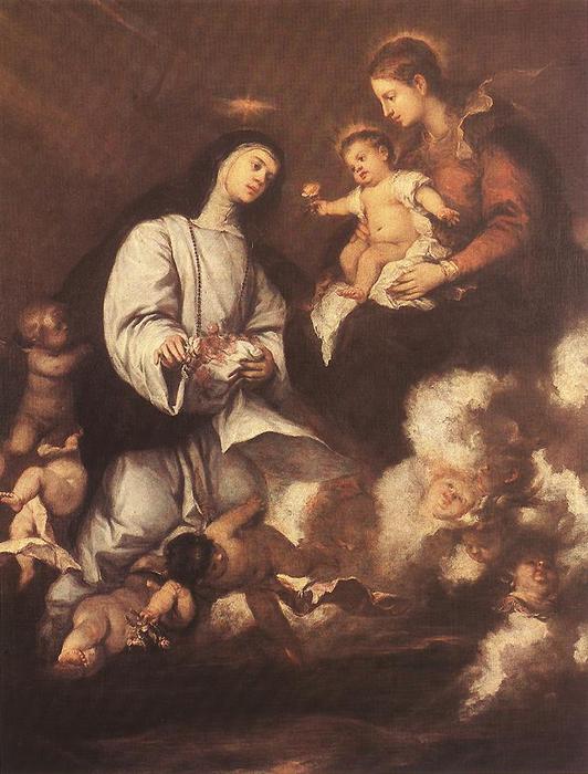 Wikioo.org - The Encyclopedia of Fine Arts - Painting, Artwork by José Antolinez - St Rose of Lima before the Madonna