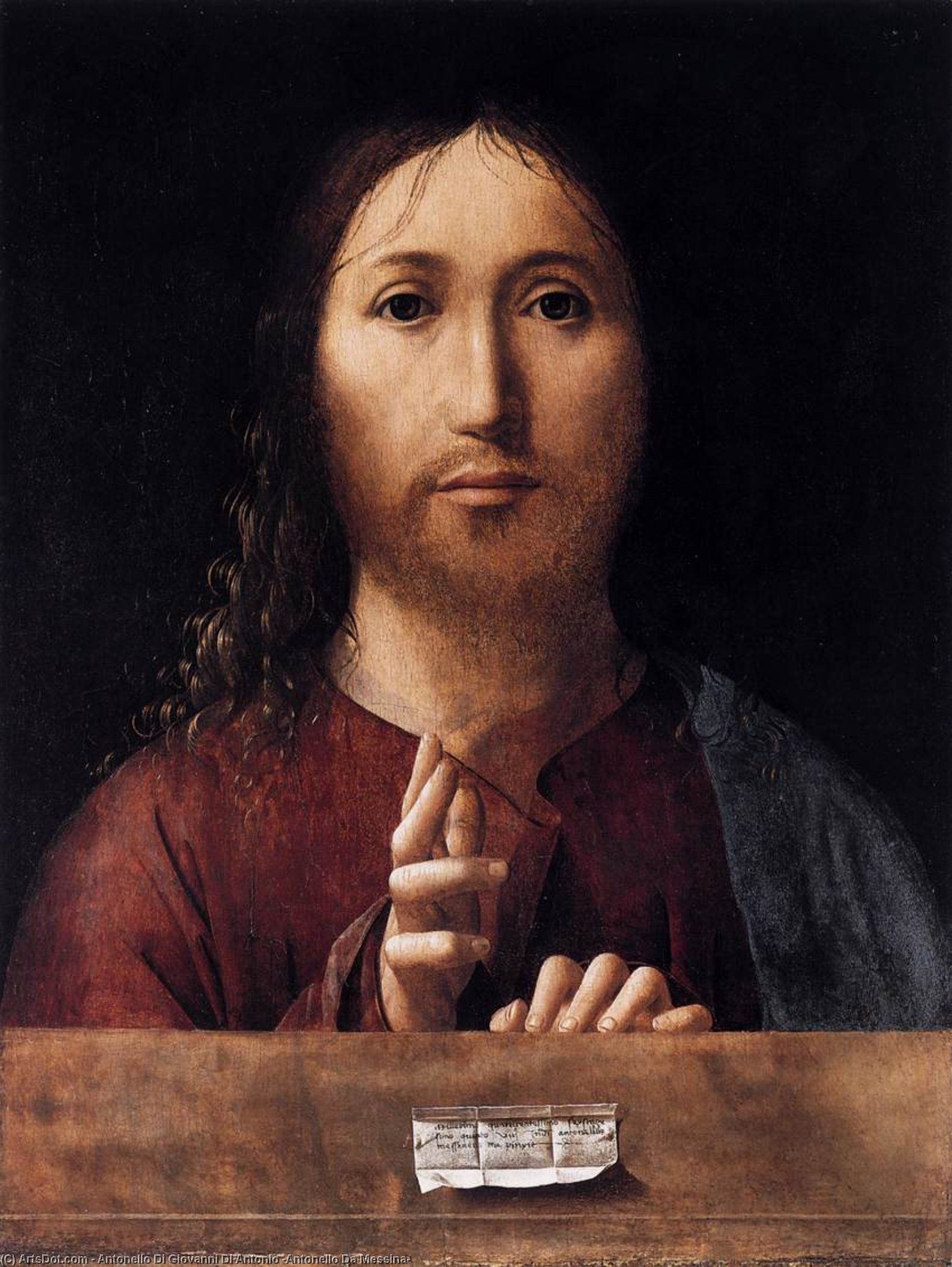 Wikioo.org – L'Enciclopedia delle Belle Arti - Pittura, Opere di Antonello Di Giovanni Di Antonio (Antonello Da Messina) - salvator mundi