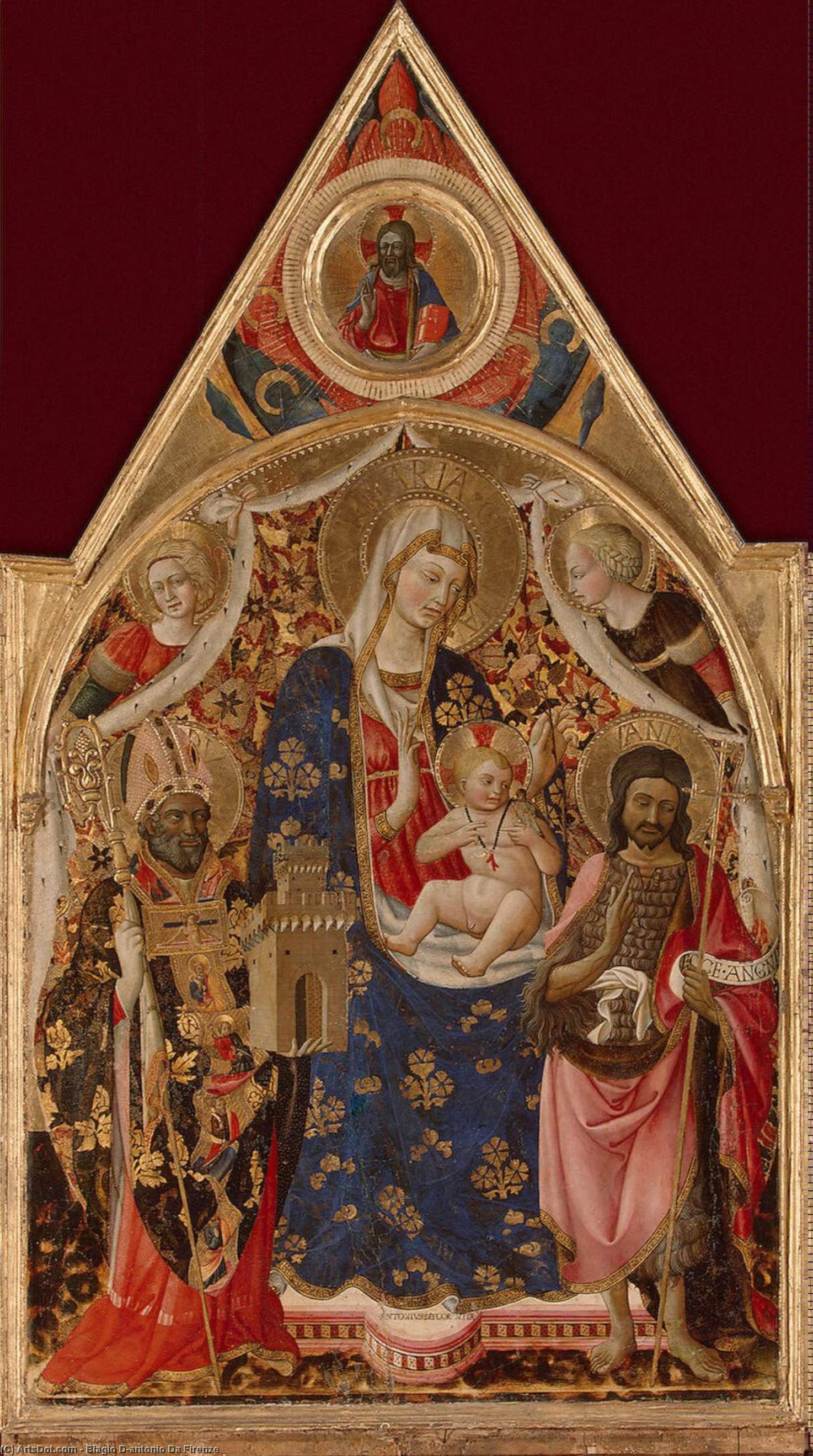 WikiOO.org - Enciklopedija dailės - Tapyba, meno kuriniai Biagio D'antonio Da Firenze - Madonna and Child with Saints