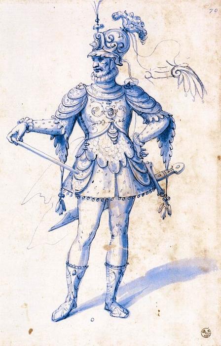 WikiOO.org - Enciclopedia of Fine Arts - Pictura, lucrări de artă Giuseppe Arcimboldo - Costume drawing for a knight