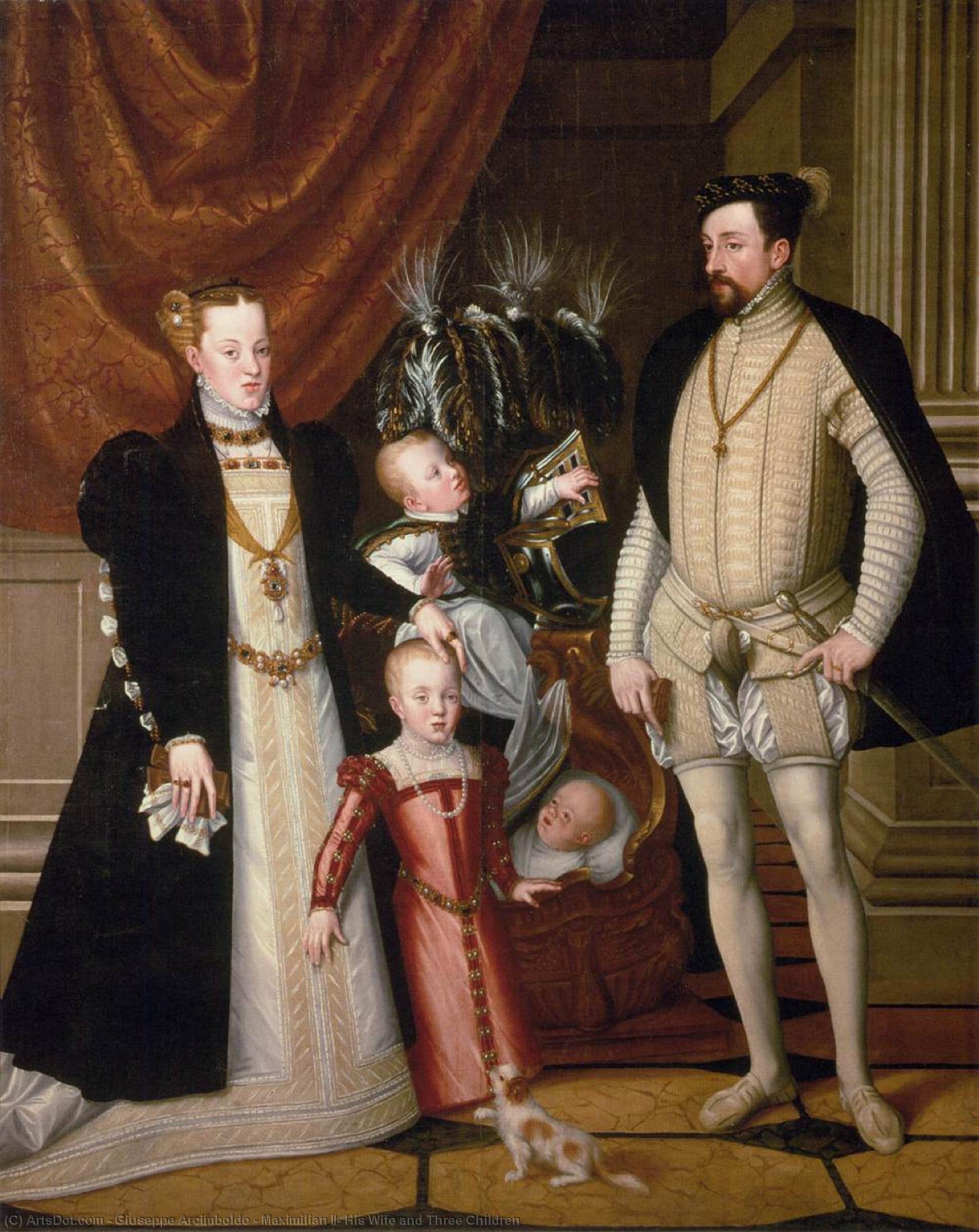 WikiOO.org - Güzel Sanatlar Ansiklopedisi - Resim, Resimler Giuseppe Arcimboldo - Maximilian II, His Wife and Three Children