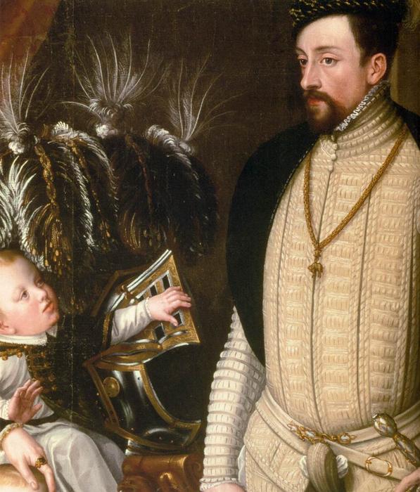 Wikioo.org - สารานุกรมวิจิตรศิลป์ - จิตรกรรม Giuseppe Arcimboldo - Maximilian II, His Wife and Three Children (detail)