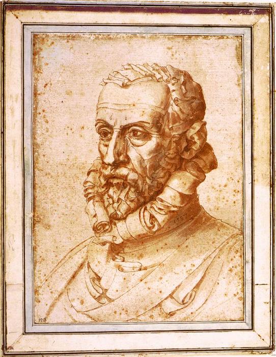 WikiOO.org - אנציקלופדיה לאמנויות יפות - ציור, יצירות אמנות Giuseppe Arcimboldo - Self-Portrait on Paper