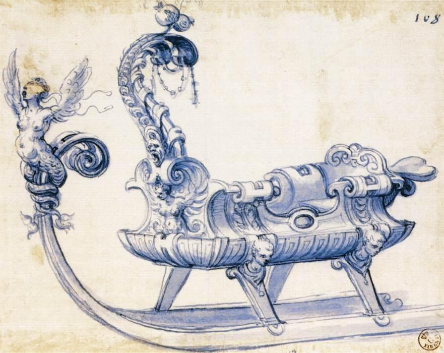 Wikioo.org - The Encyclopedia of Fine Arts - Painting, Artwork by Giuseppe Arcimboldo - Sketch for a sleigh