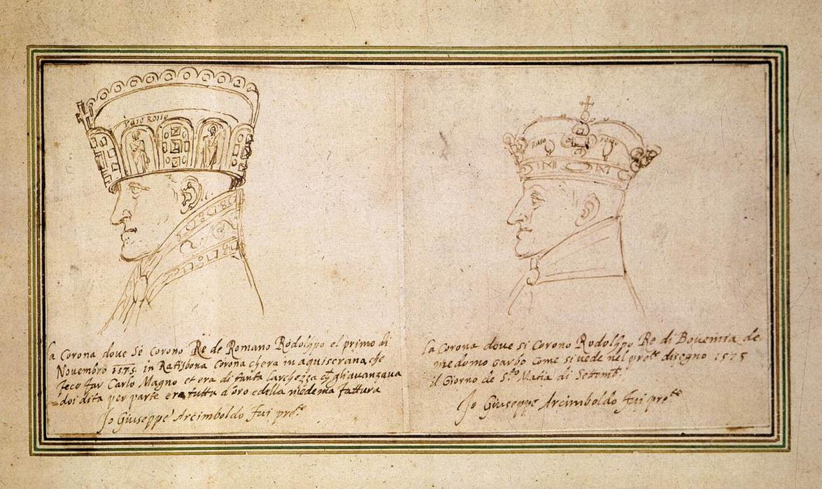 WikiOO.org - Encyclopedia of Fine Arts - Maľba, Artwork Giuseppe Arcimboldo - Two portraits of Rudolf II with crown