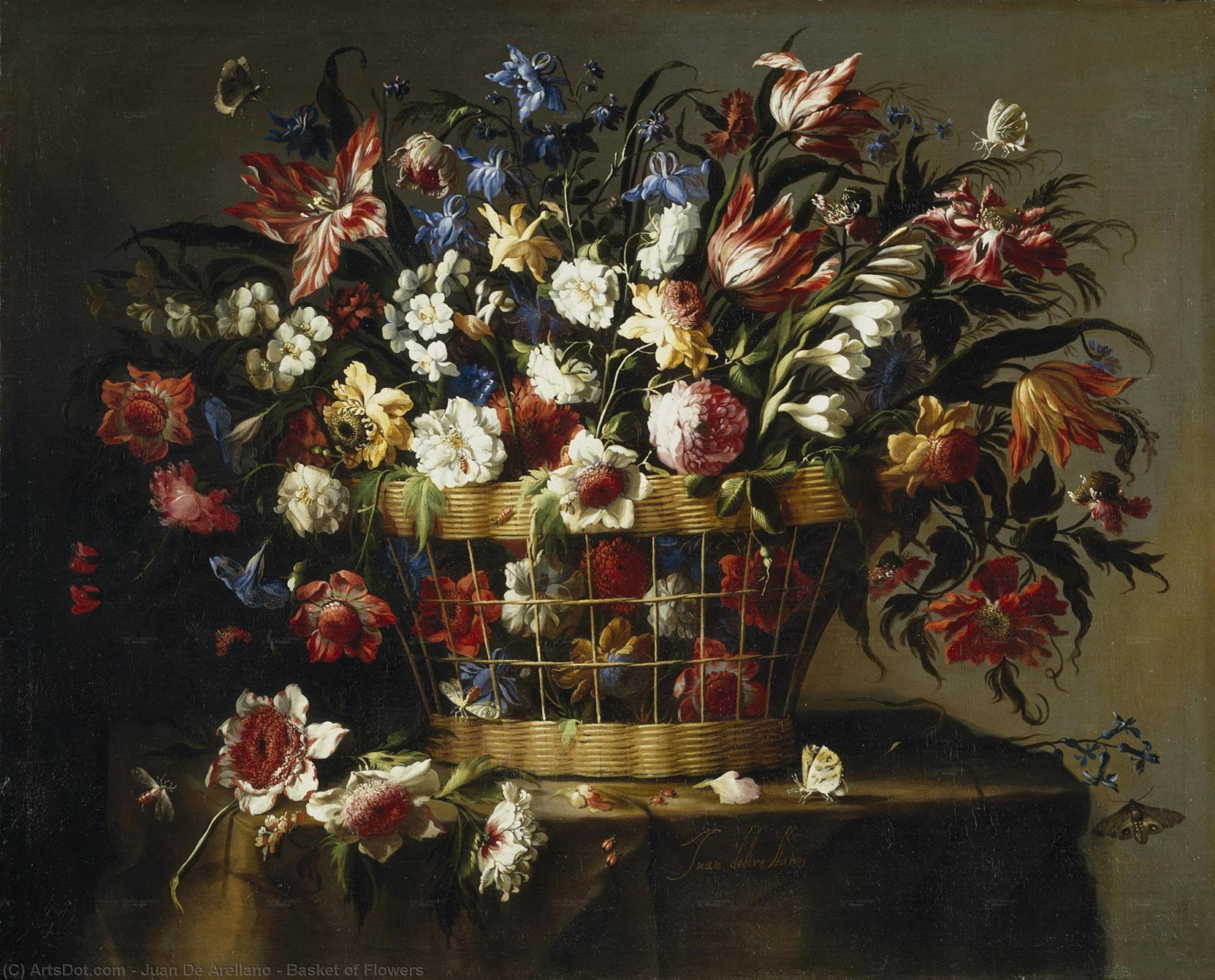 WikiOO.org - Encyclopedia of Fine Arts - Festés, Grafika Juan De Arellano - Basket of Flowers