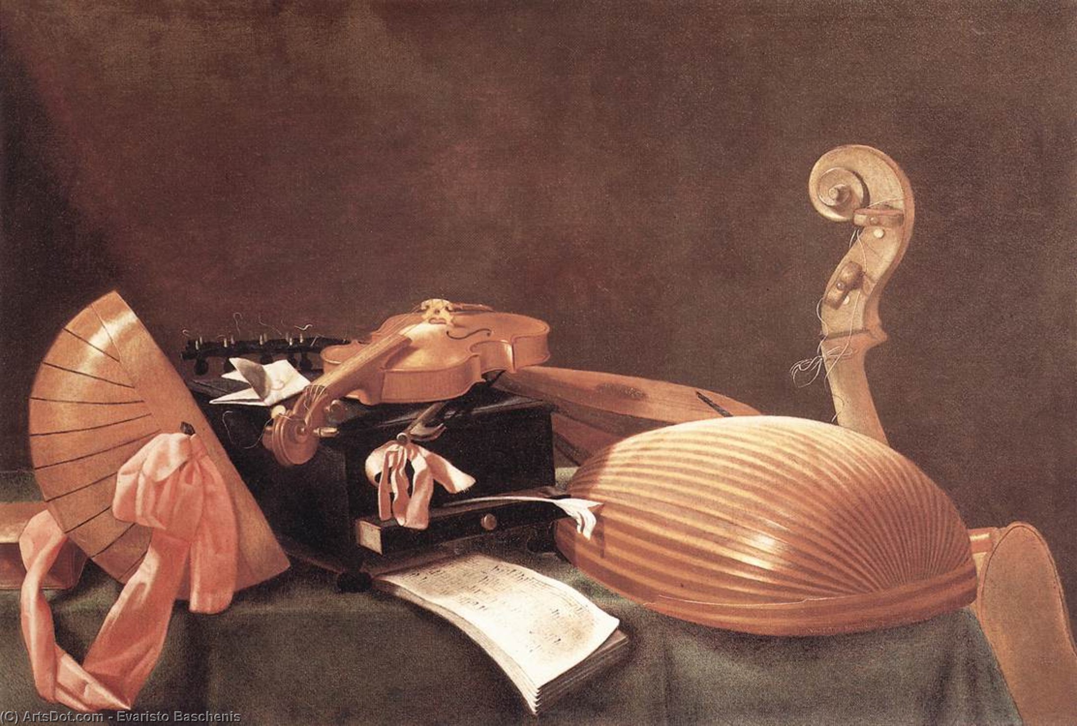 Wikioo.org - The Encyclopedia of Fine Arts - Painting, Artwork by Evaristo Baschenis - Still-life with Musical Instruments