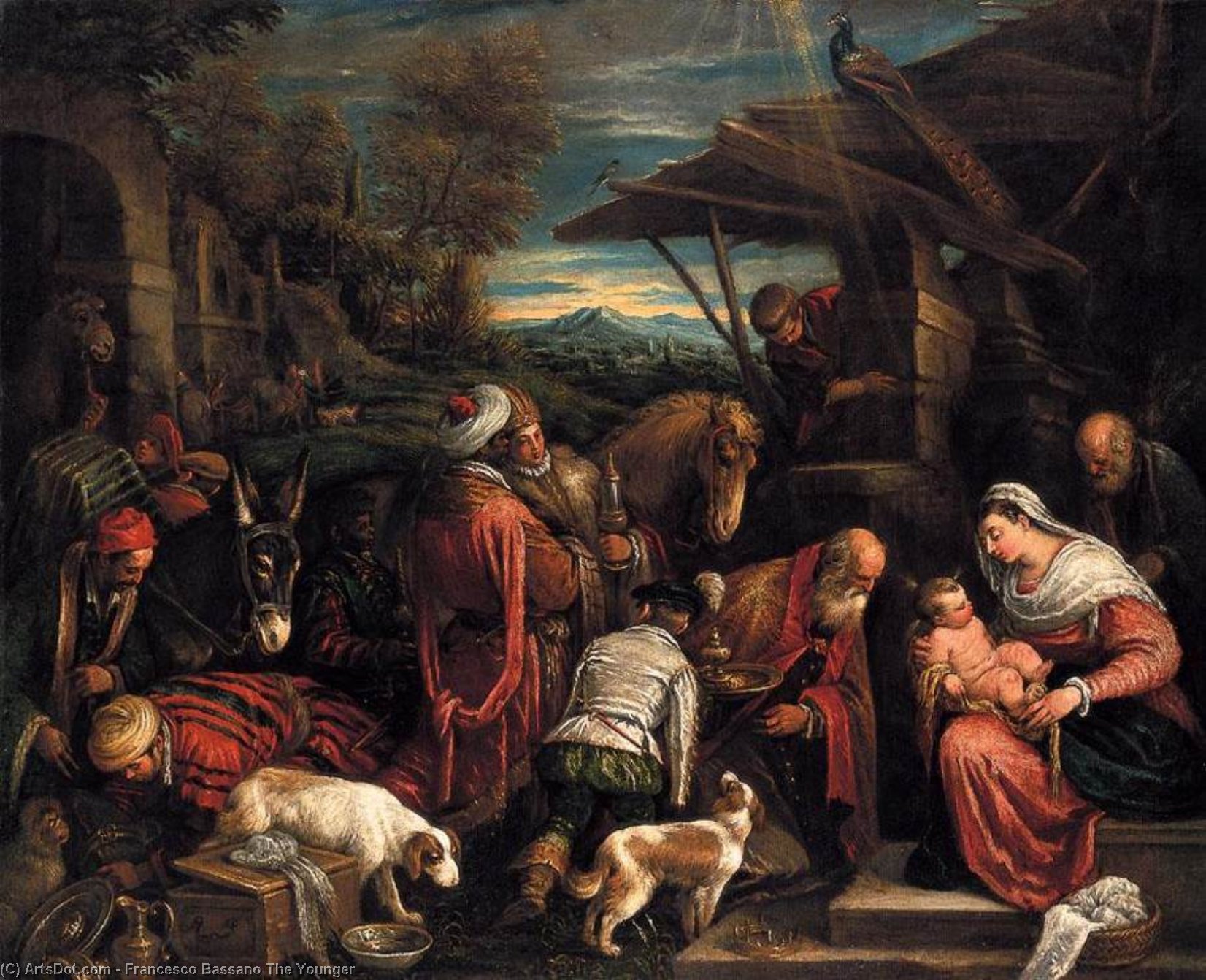 Wikioo.org - Bách khoa toàn thư về mỹ thuật - Vẽ tranh, Tác phẩm nghệ thuật Francesco Bassano The Younger - Adoration of the Magi