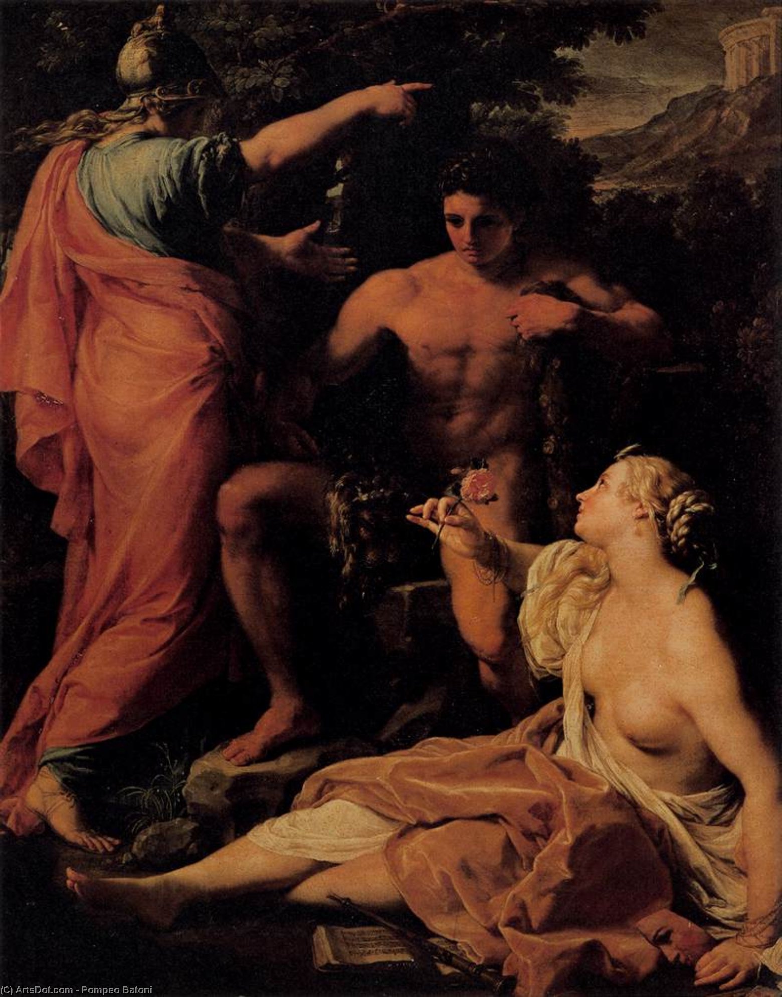 WikiOO.org - Εγκυκλοπαίδεια Καλών Τεχνών - Ζωγραφική, έργα τέχνης Pompeo Batoni - Hercules at the Crossroads
