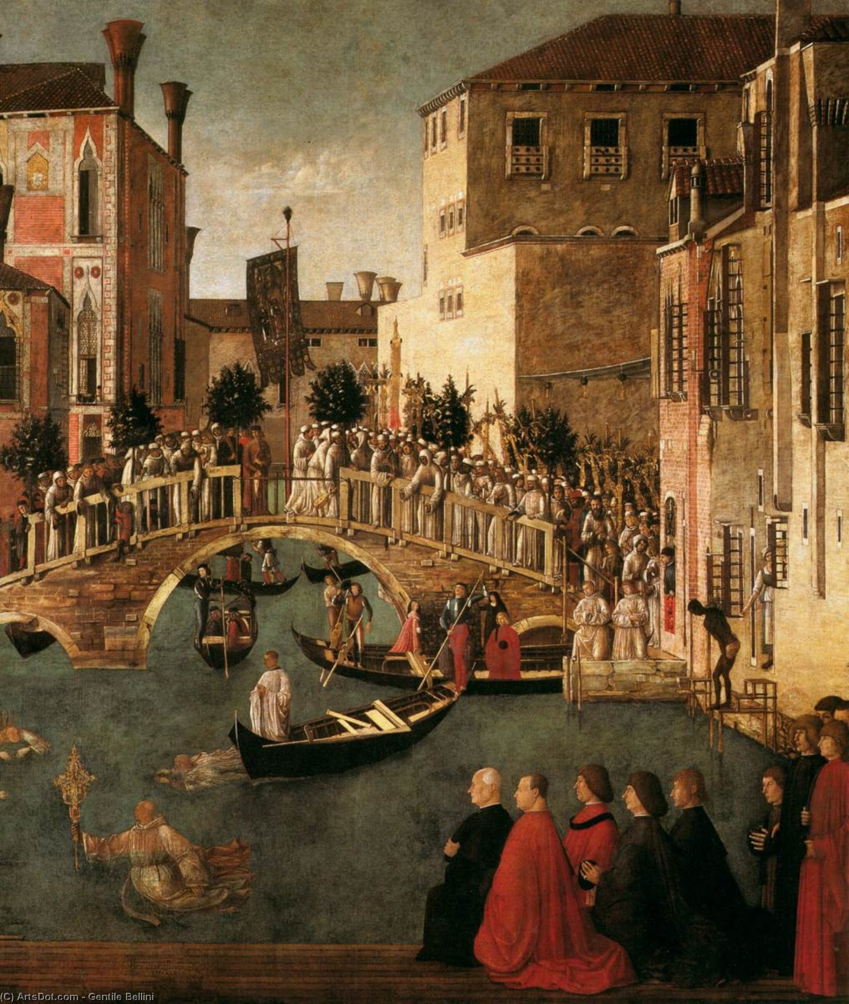 Wikioo.org - The Encyclopedia of Fine Arts - Painting, Artwork by Gentile Bellini - Miracle of the Cross at the Bridge of San Lorenzo (detail)