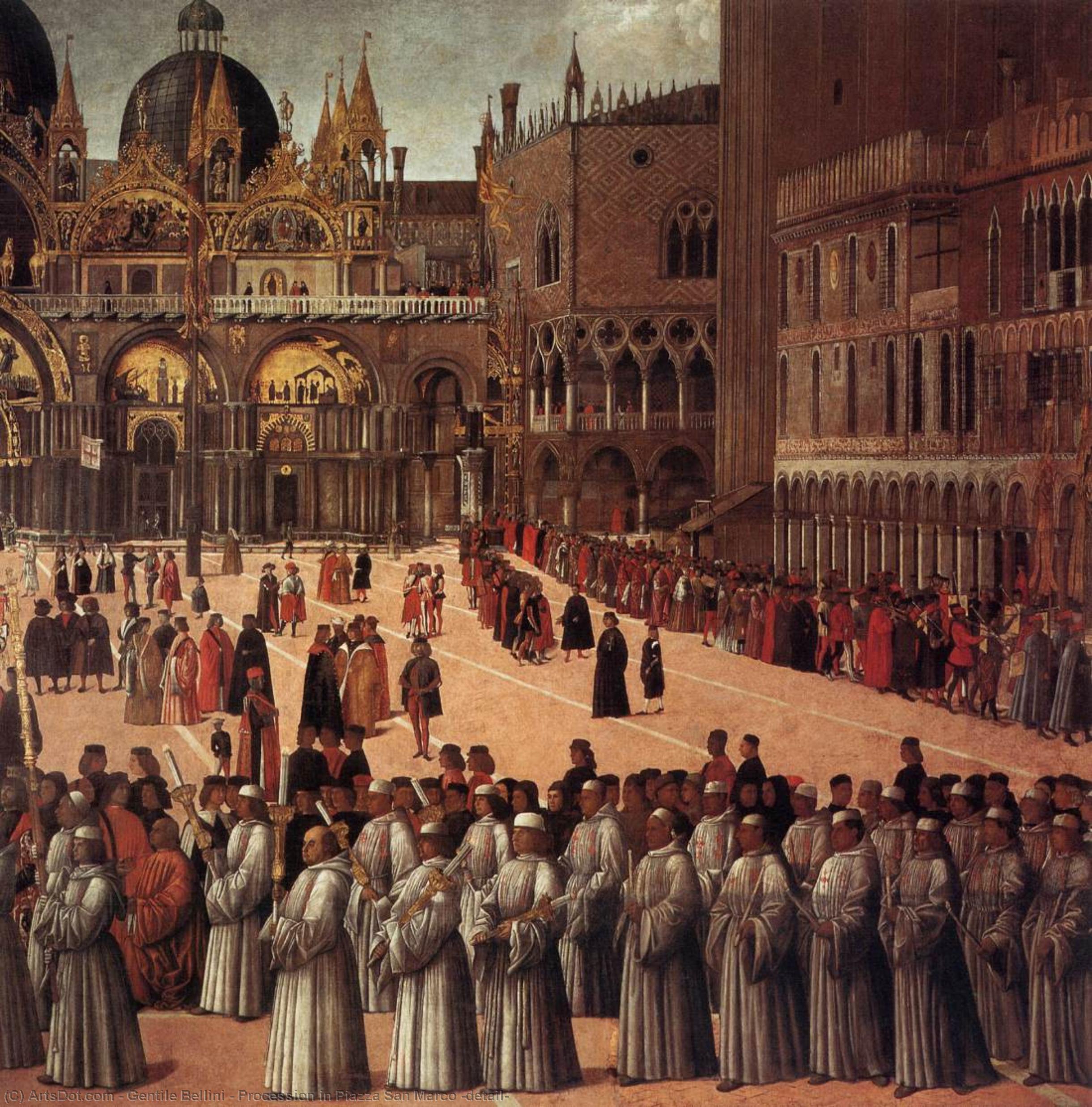 WikiOO.org - אנציקלופדיה לאמנויות יפות - ציור, יצירות אמנות Gentile Bellini - Procession in Piazza San Marco (detail)