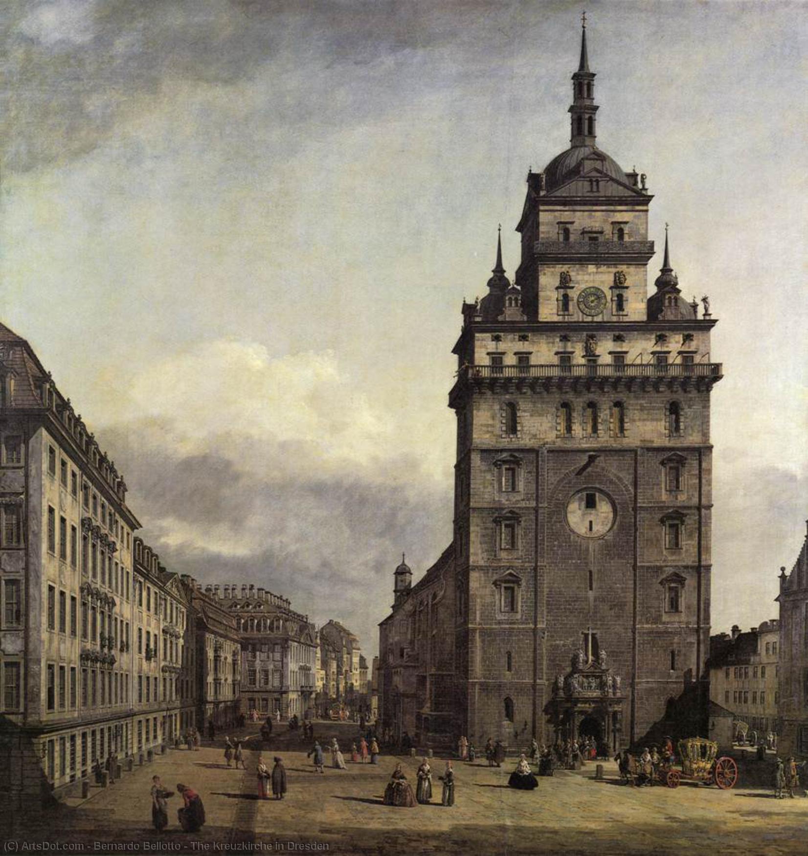 Wikioo.org – L'Encyclopédie des Beaux Arts - Peinture, Oeuvre de Bernardo Bellotto - la kreuzkirche dans  Dresde