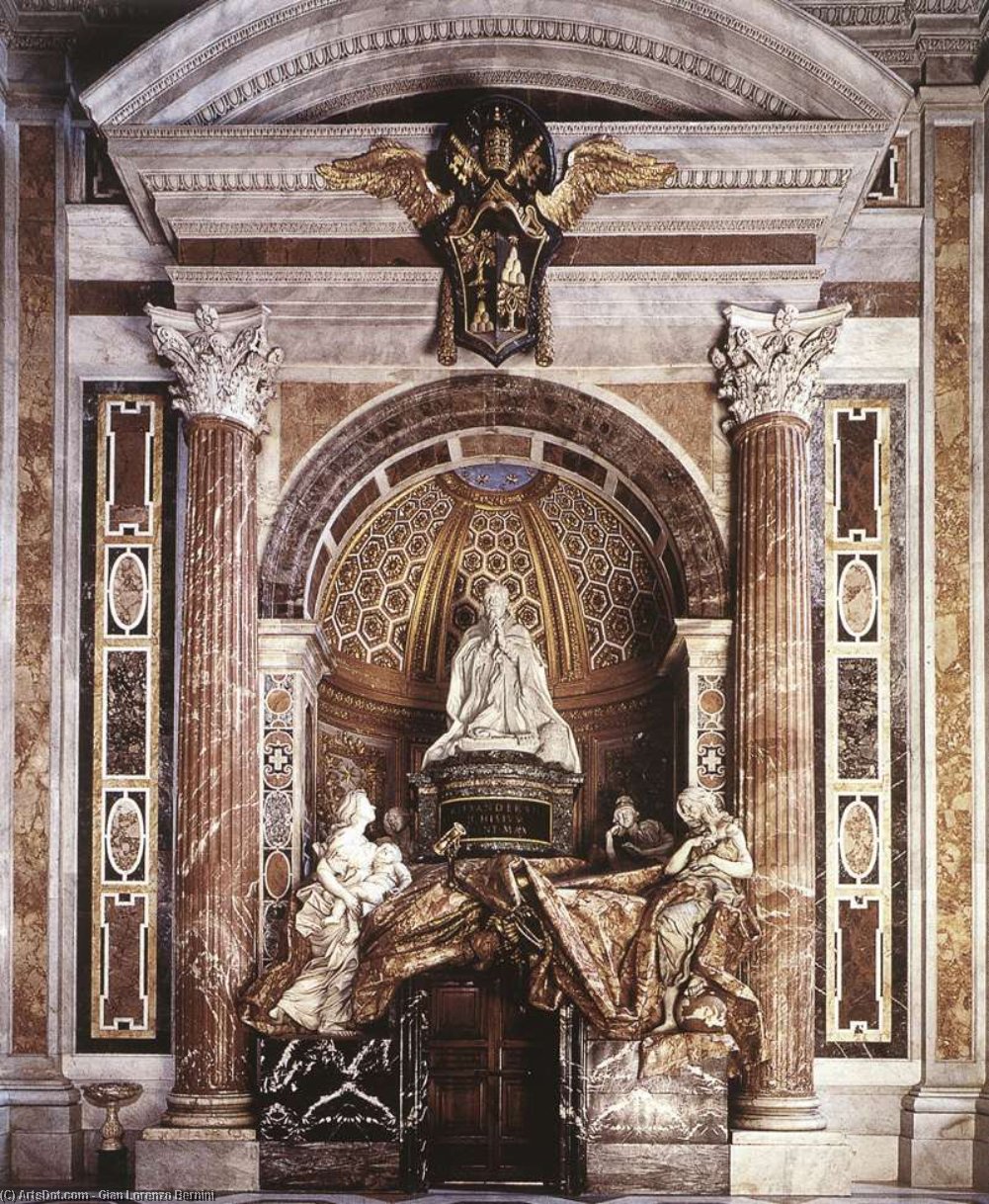 WikiOO.org - Εγκυκλοπαίδεια Καλών Τεχνών - Ζωγραφική, έργα τέχνης Gian Lorenzo Bernini - Tomb of Pope Alexander (Chigi) VII