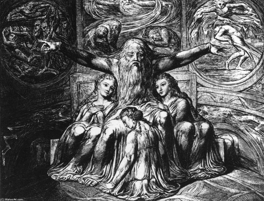 WikiOO.org - Encyclopedia of Fine Arts - Maľba, Artwork William Blake - Job and his Daughters