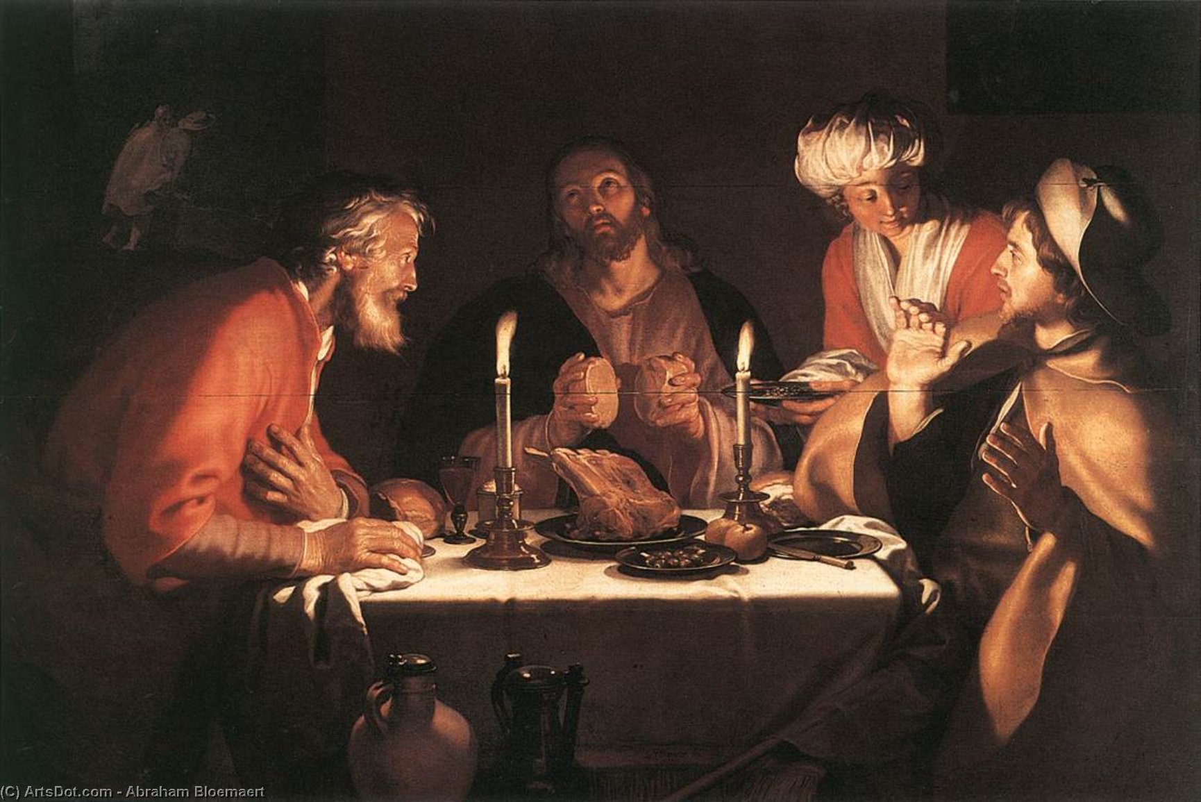 Wikioo.org – L'Encyclopédie des Beaux Arts - Peinture, Oeuvre de Abraham Bloemaert - au Emmaüs  adhérents