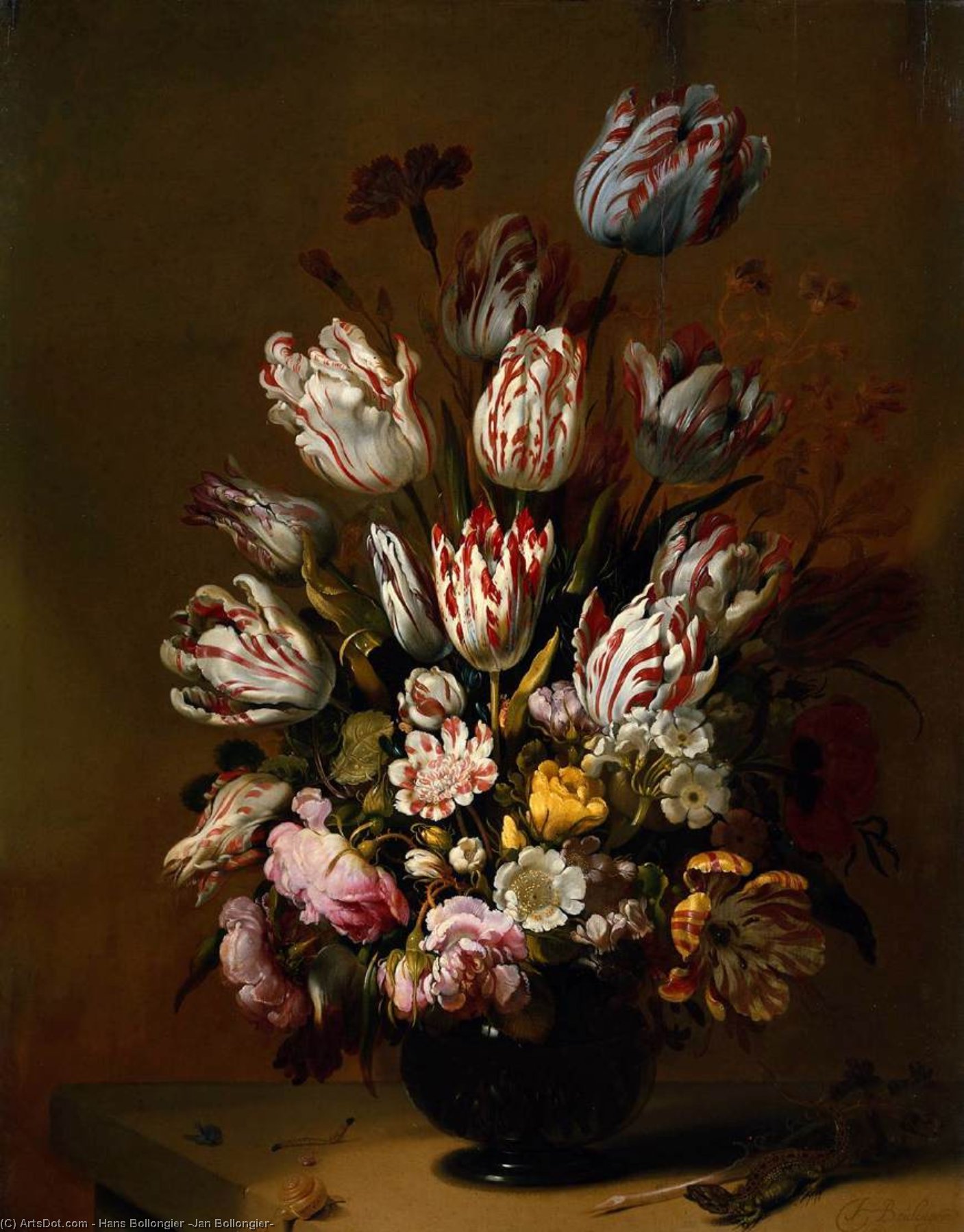 Wikioo.org - The Encyclopedia of Fine Arts - Painting, Artwork by Hans Bollongier (Jan Bollongier) - Still Life with Flowers