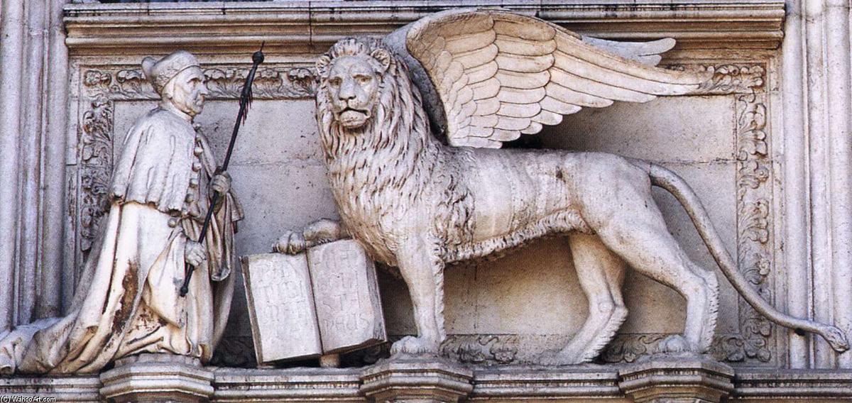 Wikioo.org – L'Encyclopédie des Beaux Arts - Peinture, Oeuvre de Bartolomeo Bon - Doge Francesco Foscari à genoux devant le Lion de Saint-Marc