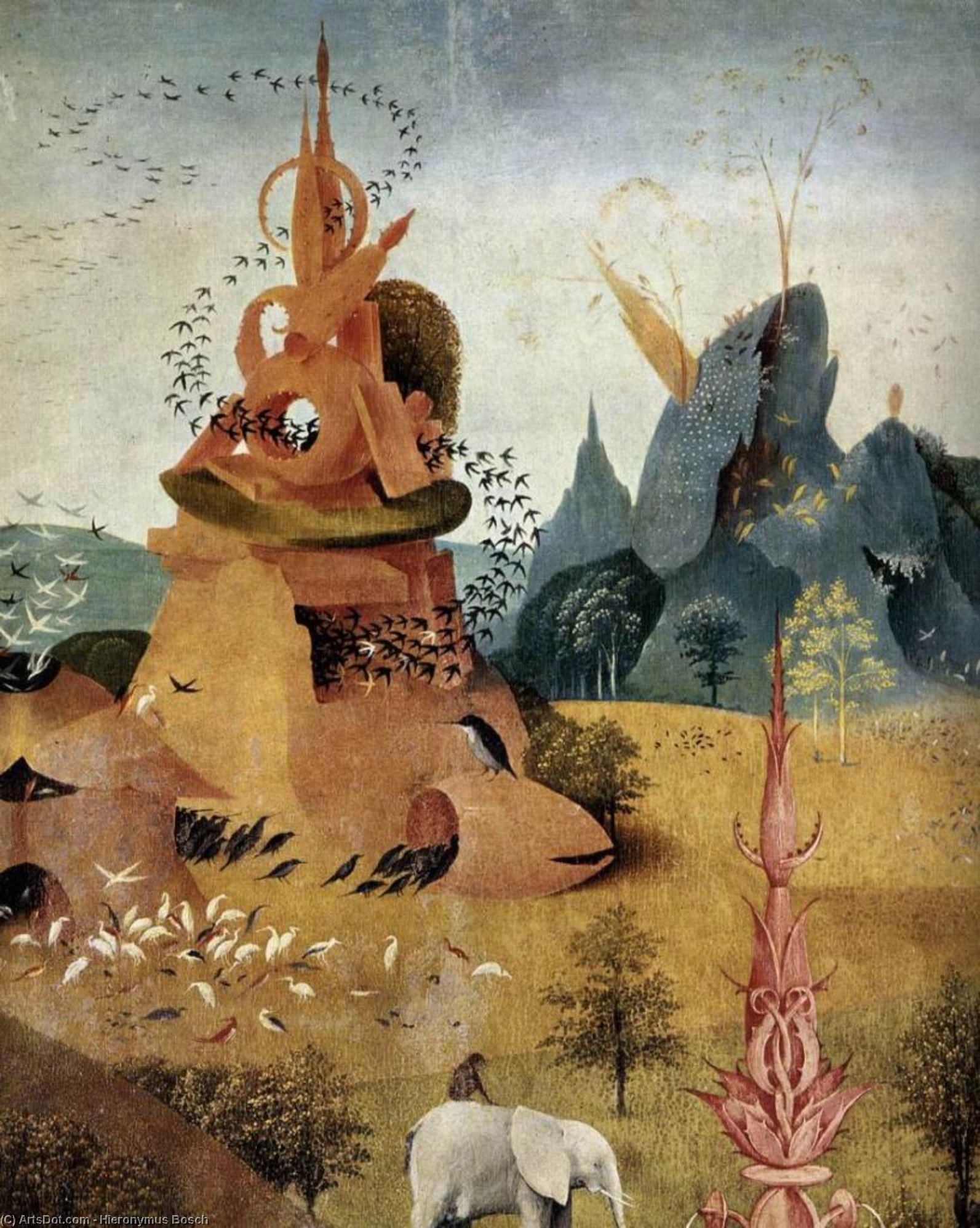 Wikioo.org – L'Enciclopedia delle Belle Arti - Pittura, Opere di Hieronymus Bosch - trittico di giardino  di  Terrestre  Delizie  particolare  14