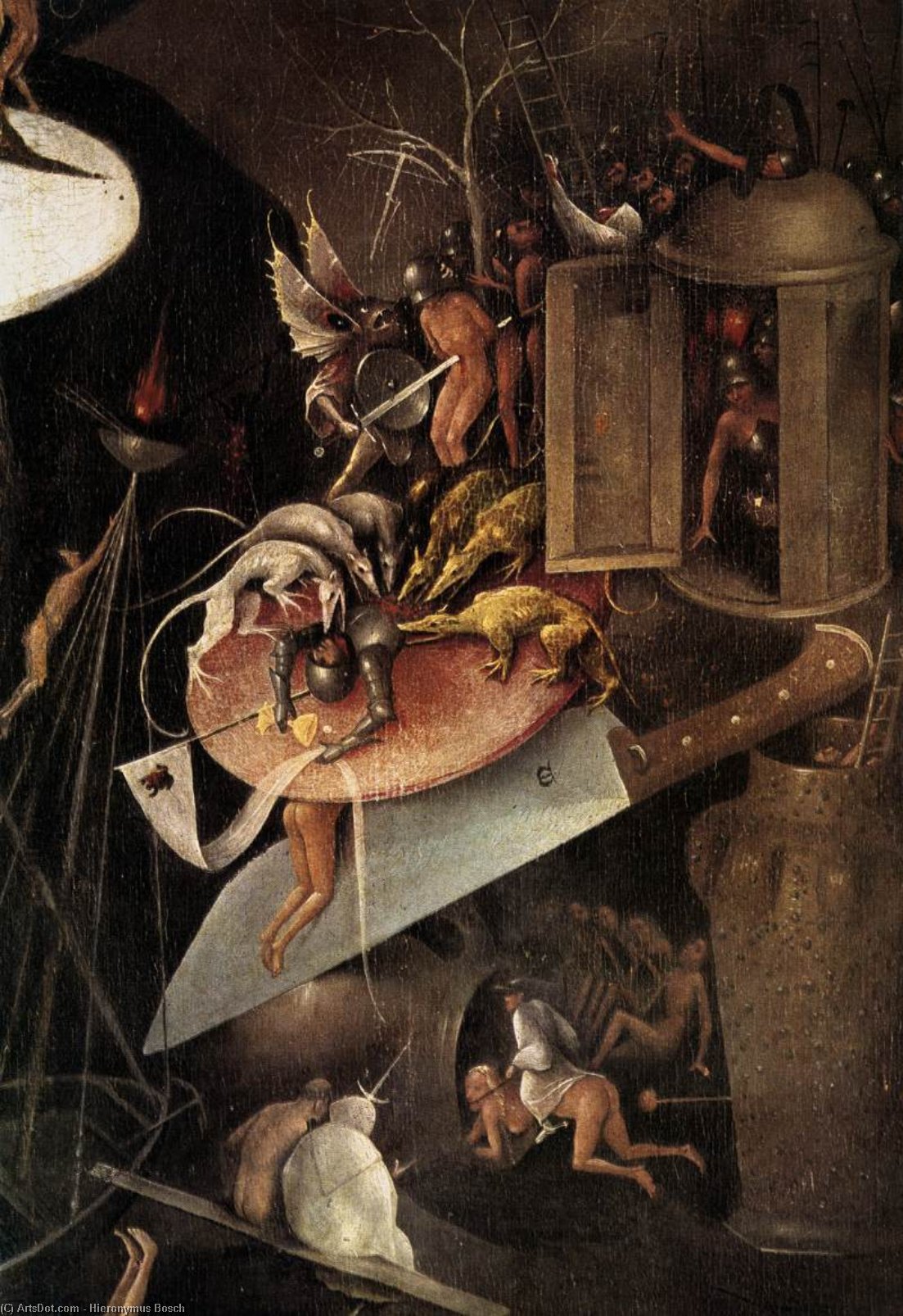 Wikioo.org – L'Enciclopedia delle Belle Arti - Pittura, Opere di Hieronymus Bosch - trittico di giardino  di  Terrestre  Delizie  particolare  19