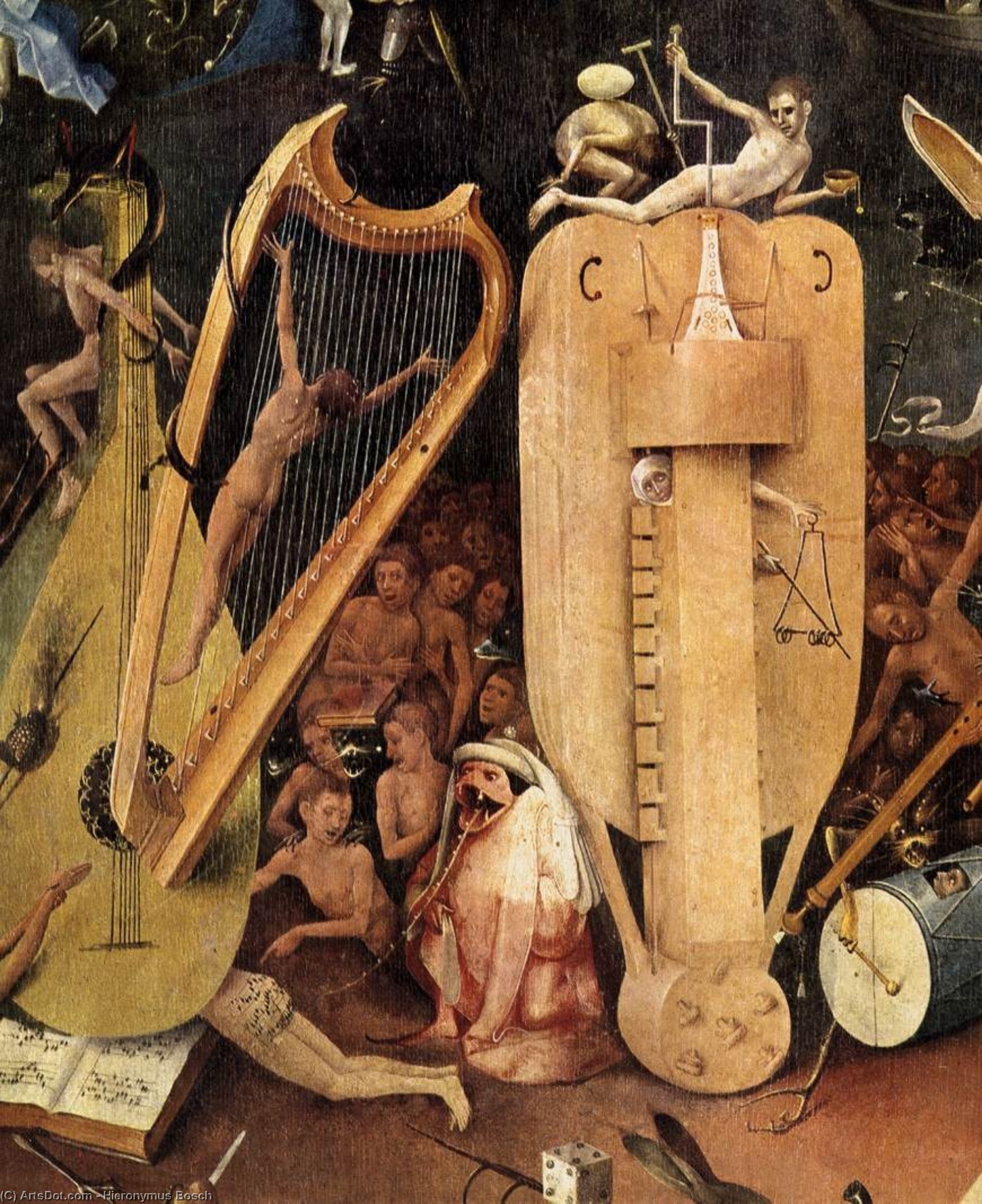 Wikioo.org – La Enciclopedia de las Bellas Artes - Pintura, Obras de arte de Hieronymus Bosch - tríptico jardín  todaclasede  terrestre  Delicias  Detalle  20