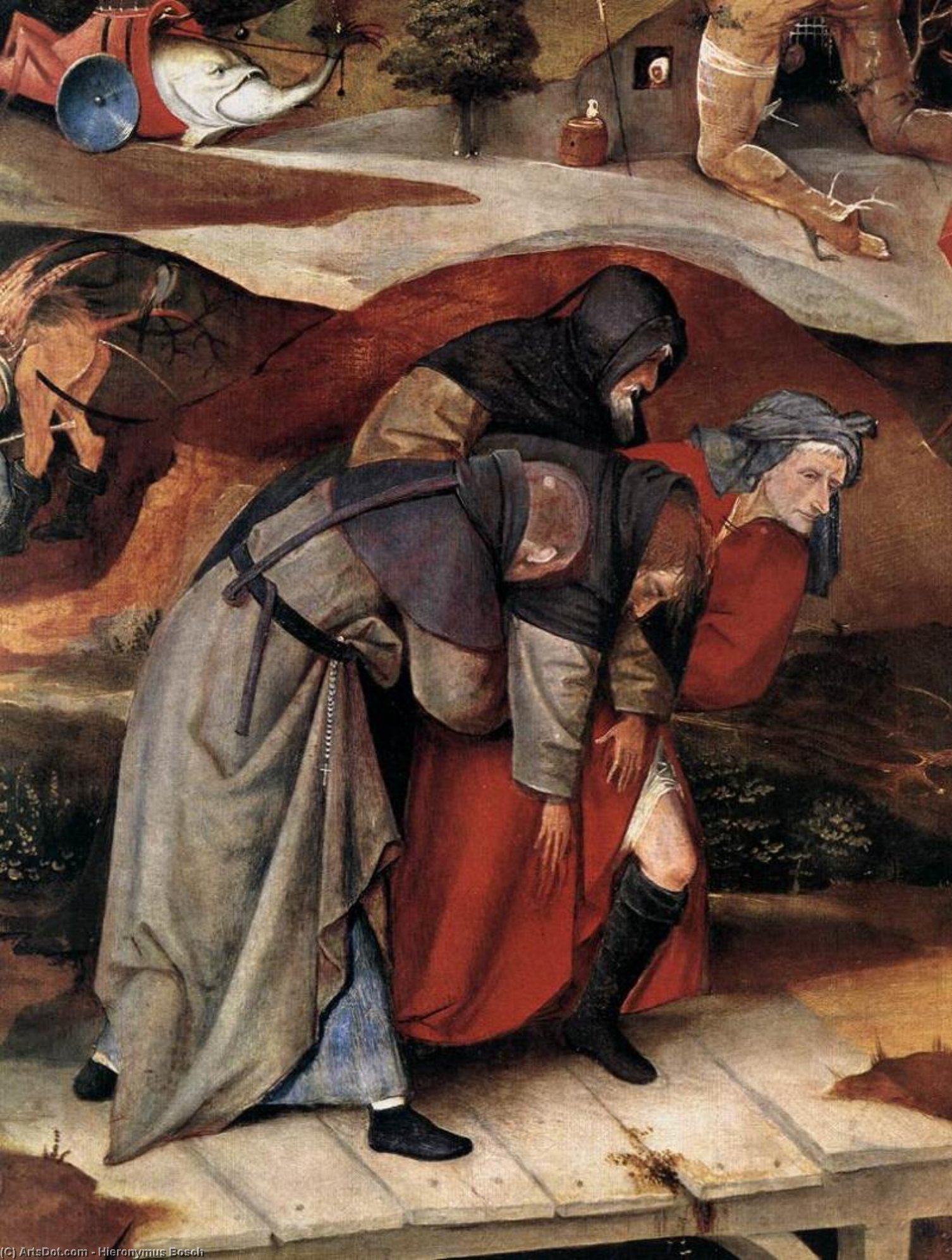WikiOO.org - אנציקלופדיה לאמנויות יפות - ציור, יצירות אמנות Hieronymus Bosch - Triptych of Temptation of St Anthony (detail) (11)