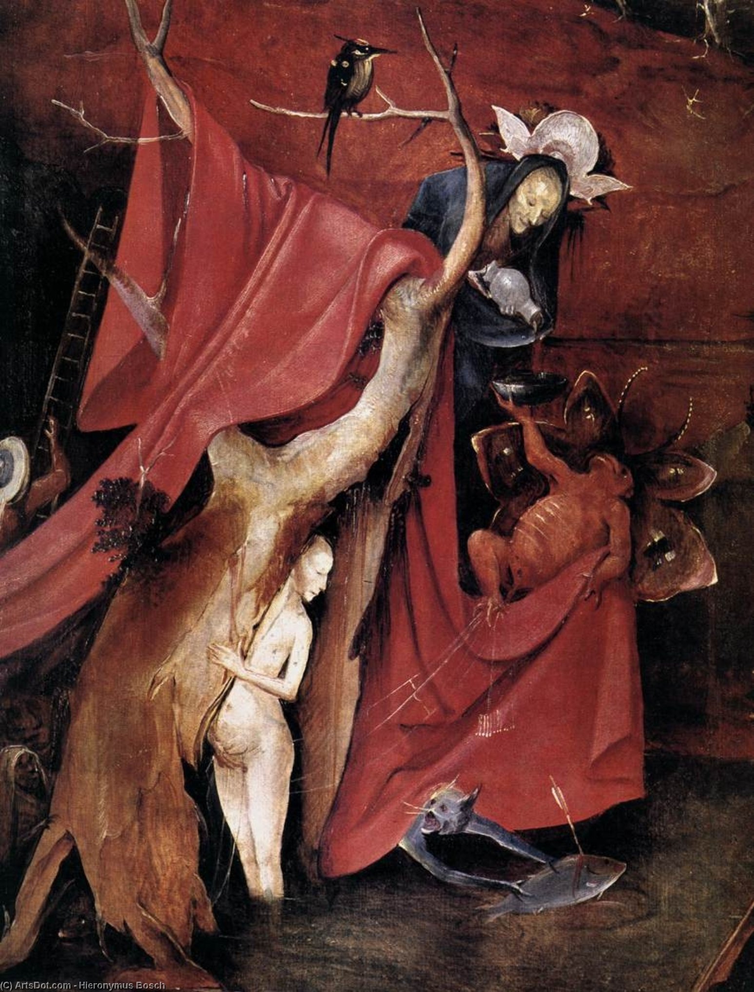 WikiOO.org – 美術百科全書 - 繪畫，作品 Hieronymus Bosch - 对三联 诱惑  的  圣  安东尼  详细  13