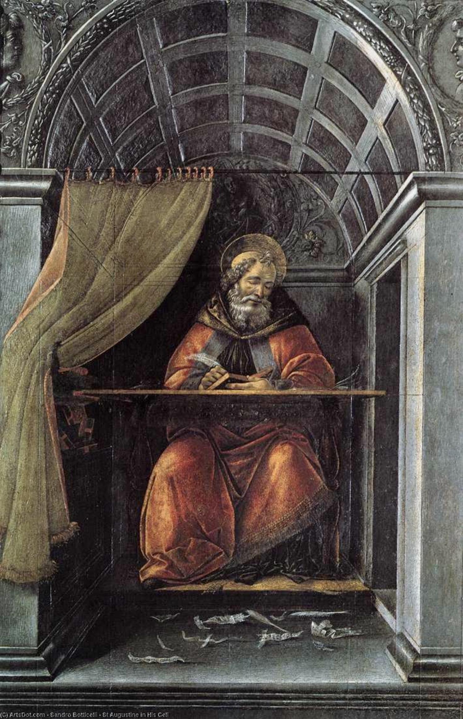 Wikioo.org - The Encyclopedia of Fine Arts - Painting, Artwork by Sandro Botticelli - St Augustine in His Cell