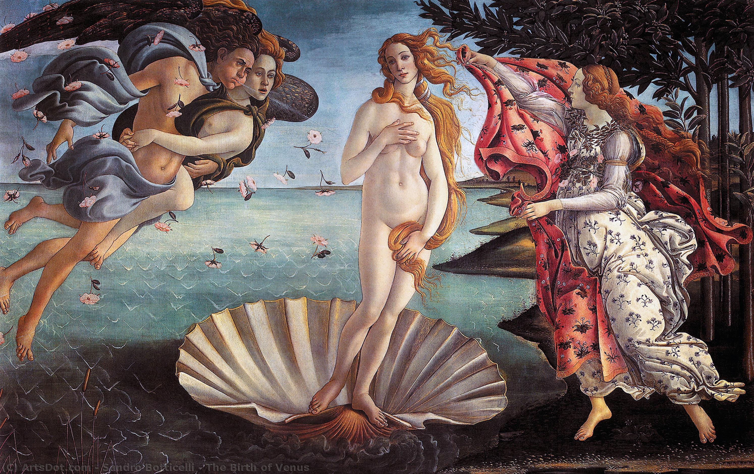 WikiOO.org - Encyclopedia of Fine Arts - Maleri, Artwork Sandro Botticelli - The Birth of Venus