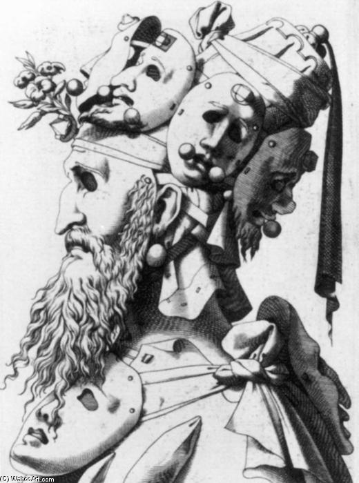 WikiOO.org - Encyclopedia of Fine Arts - Lukisan, Artwork René Boyvin - Masked Head