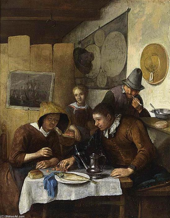 Wikioo.org - The Encyclopedia of Fine Arts - Painting, Artwork by Richard Brakenburg - Family Having Breakfast