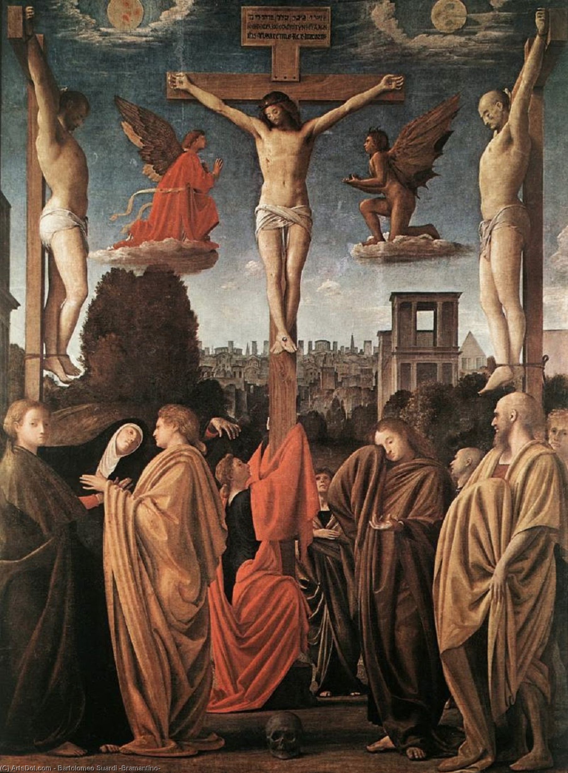 Wikioo.org - The Encyclopedia of Fine Arts - Painting, Artwork by Bartolomeo Suardi (Bramantino) - Crucifixion