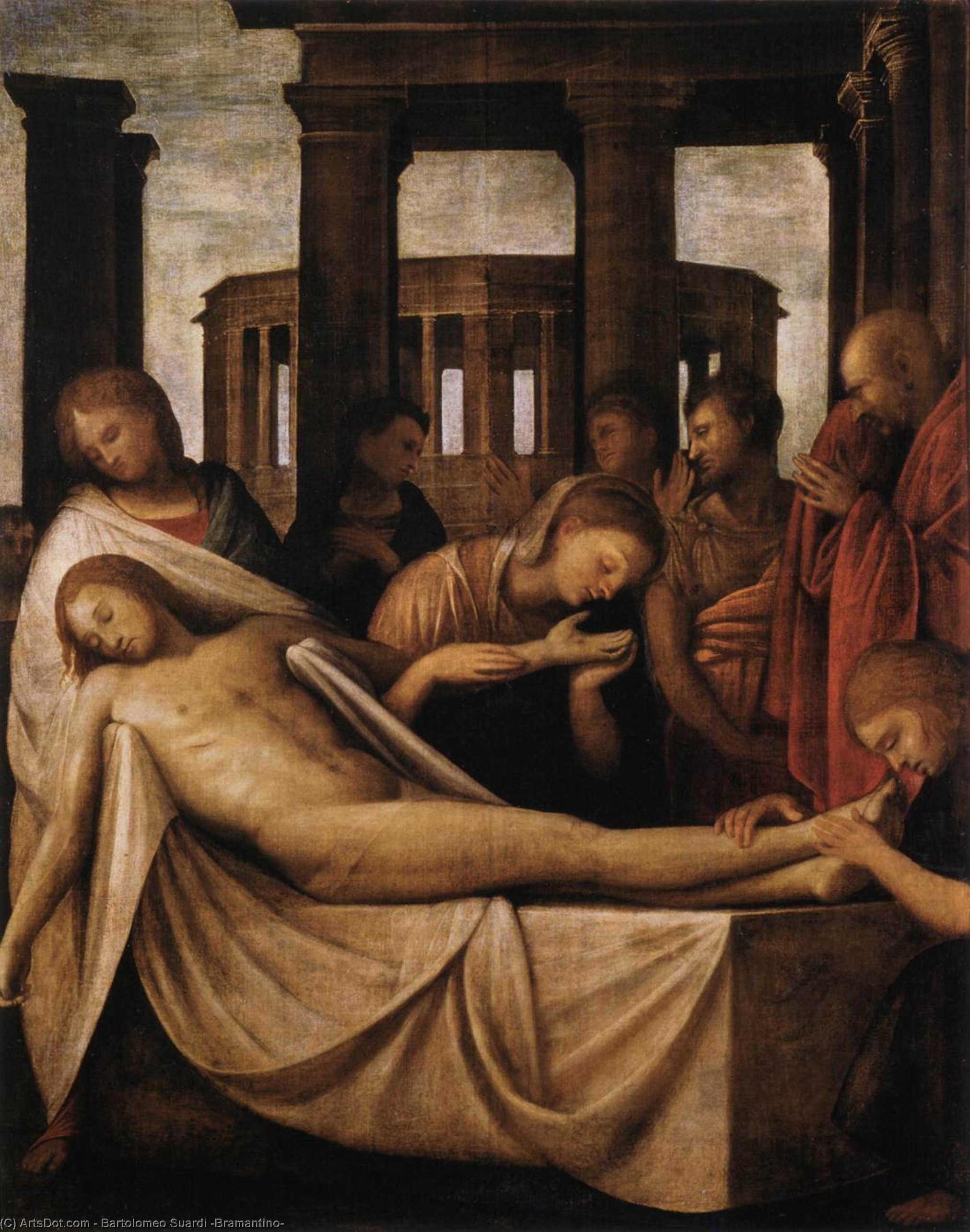 Wikioo.org - The Encyclopedia of Fine Arts - Painting, Artwork by Bartolomeo Suardi (Bramantino) - Lamentation of Christ