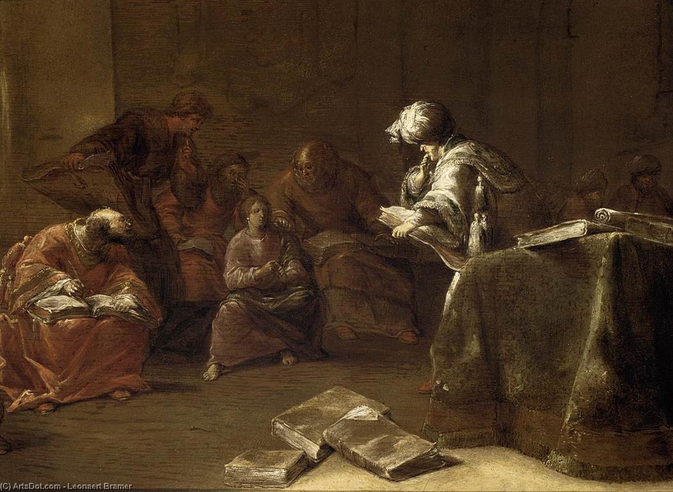 Wikioo.org – La Enciclopedia de las Bellas Artes - Pintura, Obras de arte de Leonaert Bramer - Cristo entre los doctores