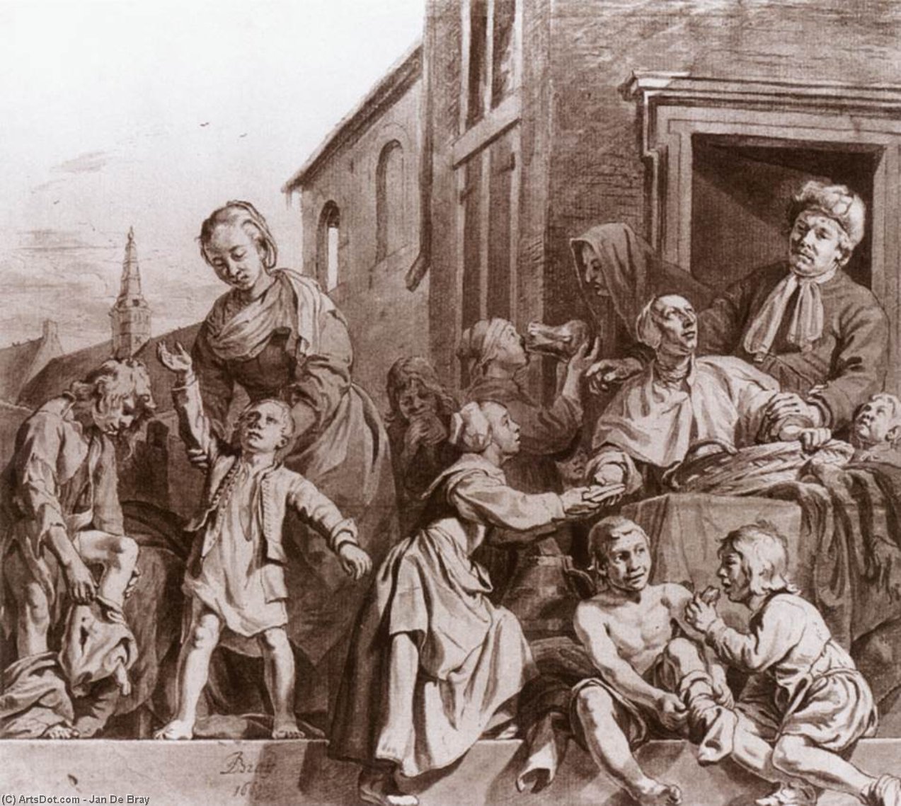 WikiOO.org - Encyclopedia of Fine Arts - Lukisan, Artwork Jan De Bray - Tending Children in the Orphanage in Haarlem