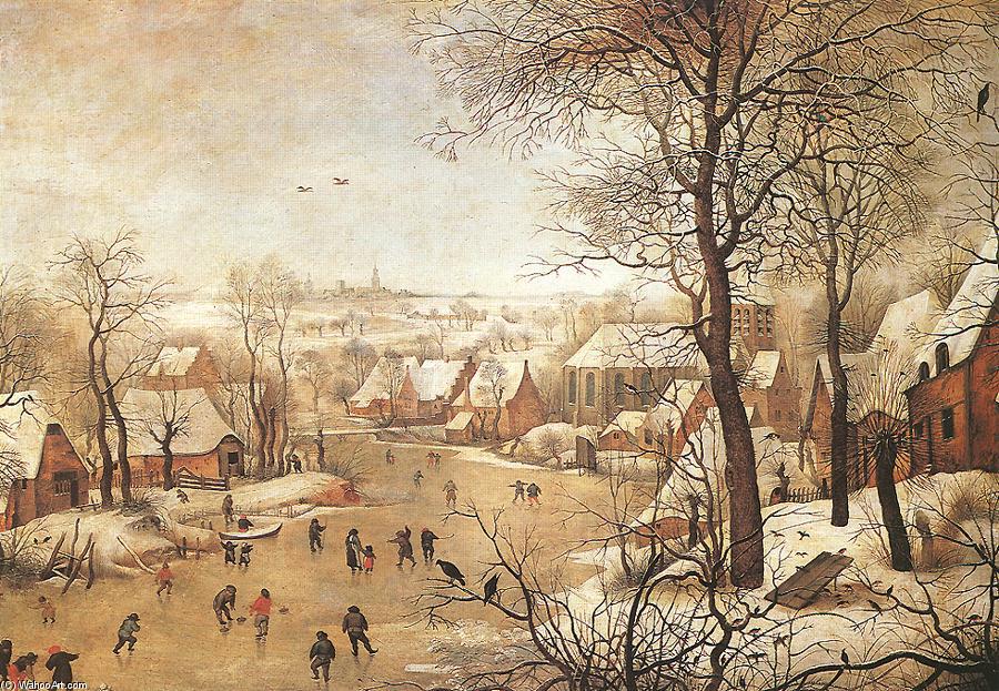 Wikioo.org - The Encyclopedia of Fine Arts - Painting, Artwork by Pieter Bruegel The Younger - Winter Landscape with a Bird-trap
