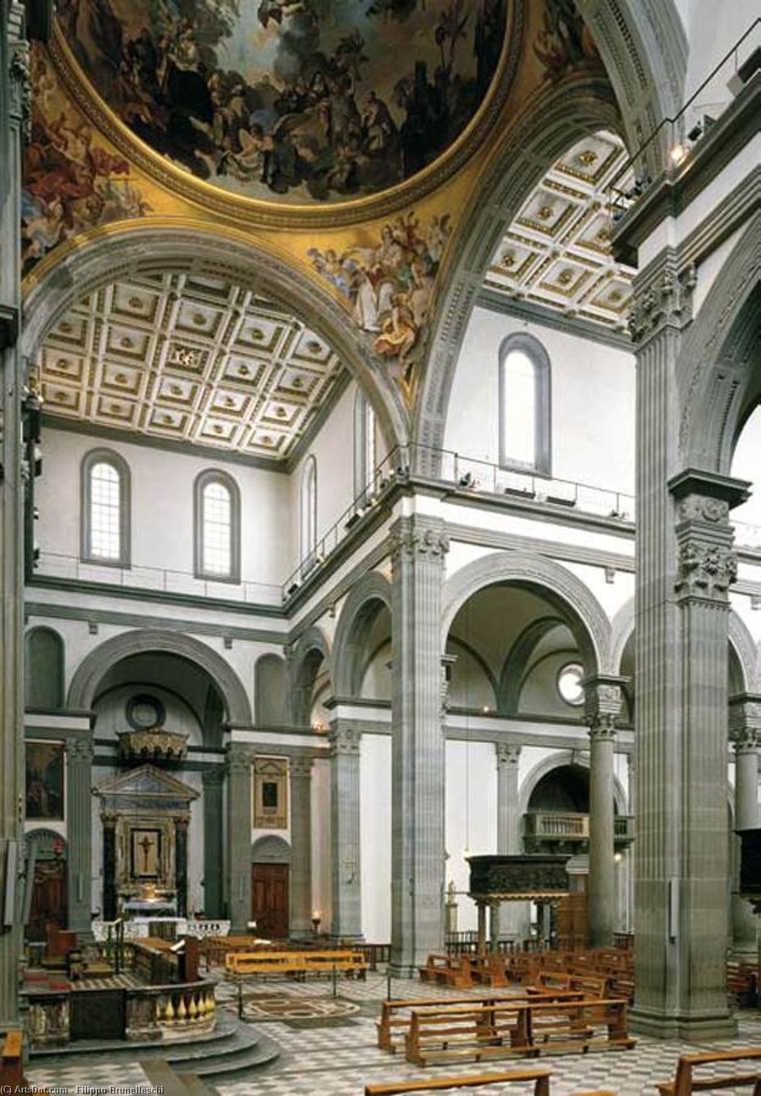 WikiOO.org - Encyclopedia of Fine Arts - Maleri, Artwork Filippo Brunelleschi - View of the central nave