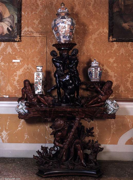 WikiOO.org - Encyclopedia of Fine Arts - Maľba, Artwork Andrea Brustolon - Vase-stand with Hercules and Moors