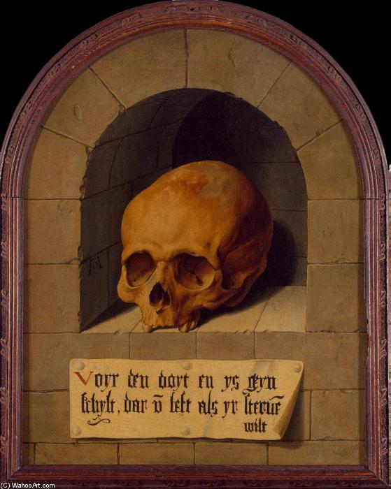 Wikoo.org - موسوعة الفنون الجميلة - اللوحة، العمل الفني Barthel Bruyn The Elder - Skull in a Niche