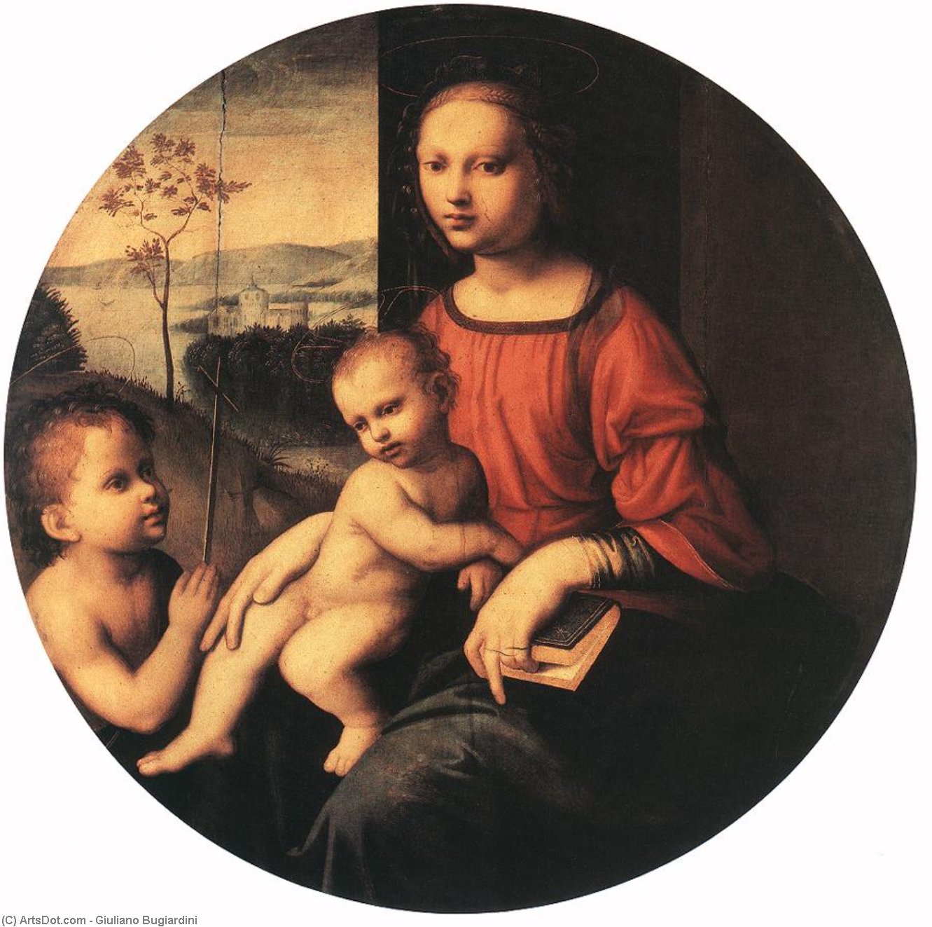 WikiOO.org – 美術百科全書 - 繪畫，作品 Giuliano Bugiardini - 圣母子  与 婴儿  st  约翰  的  浸礼者