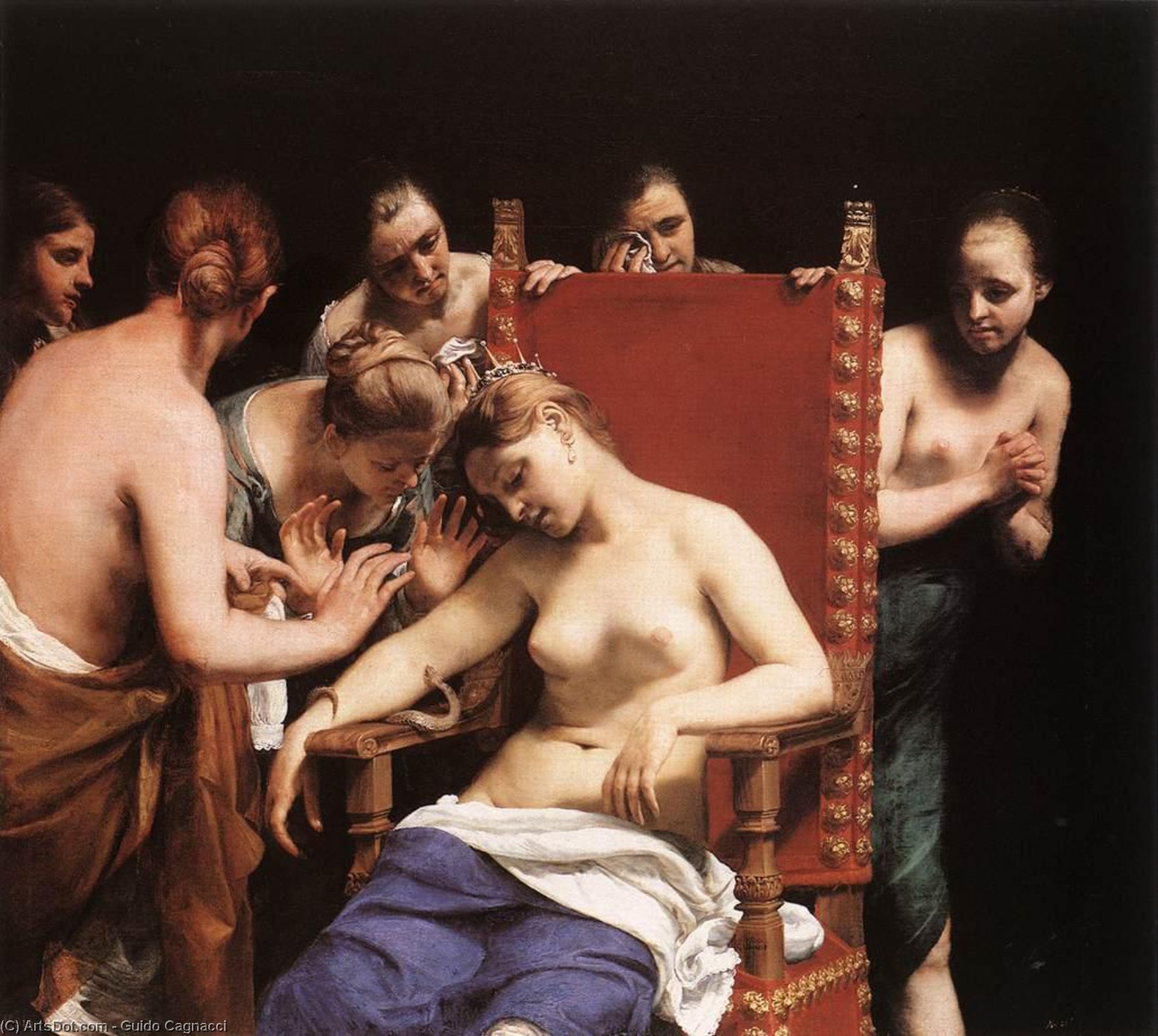 Wikioo.org - The Encyclopedia of Fine Arts - Painting, Artwork by Guido Cagnacci - The Death of Cleopatra
