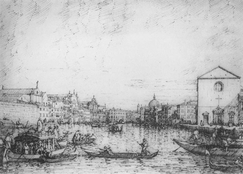 Wikioo.org - The Encyclopedia of Fine Arts - Painting, Artwork by Giovanni Antonio Canal (Canaletto) - Grand Canal: Looking North-East from Santa Croce to San Geremia